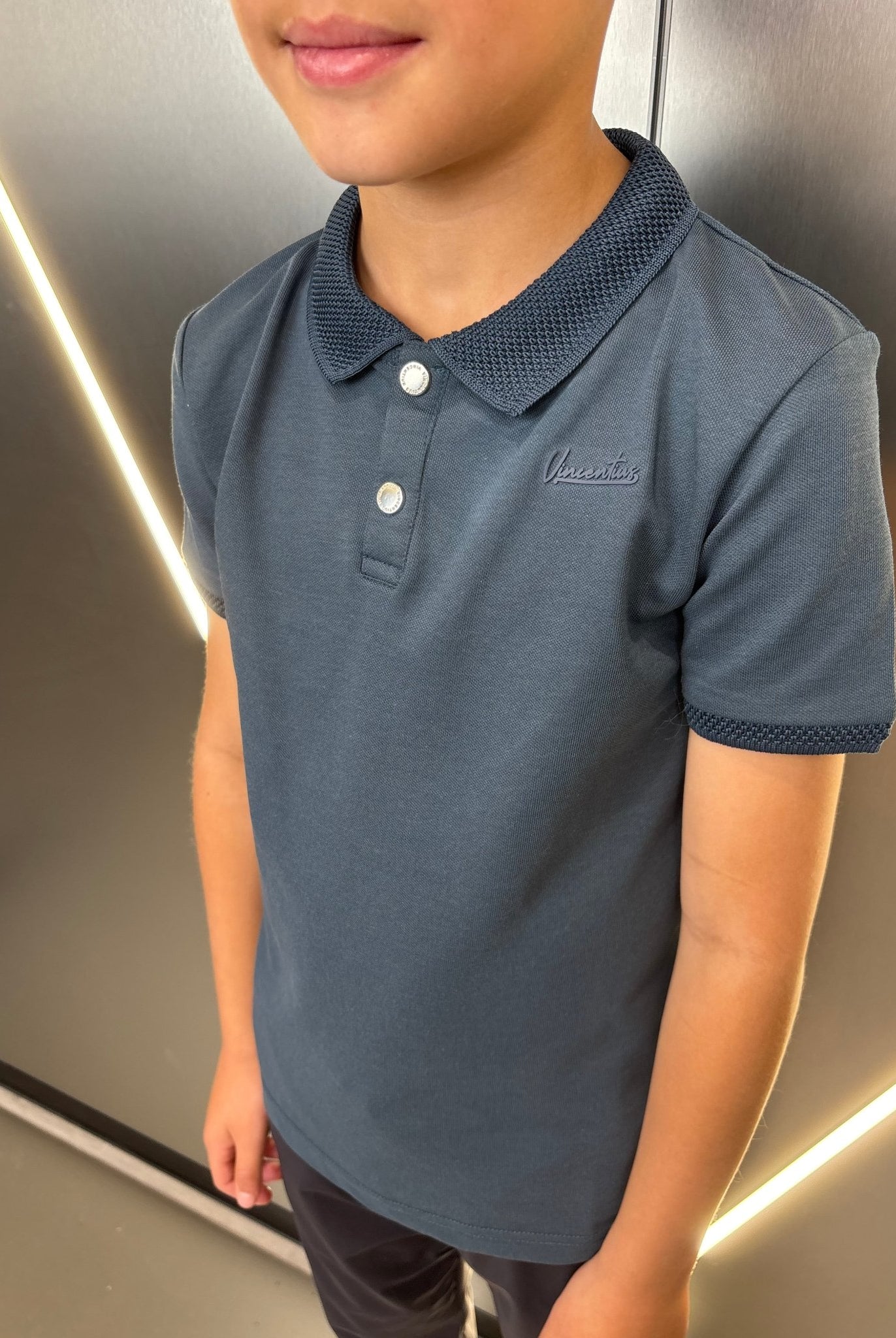 Boys Luxury Pique Logo Polo - Air Force - Vincentius