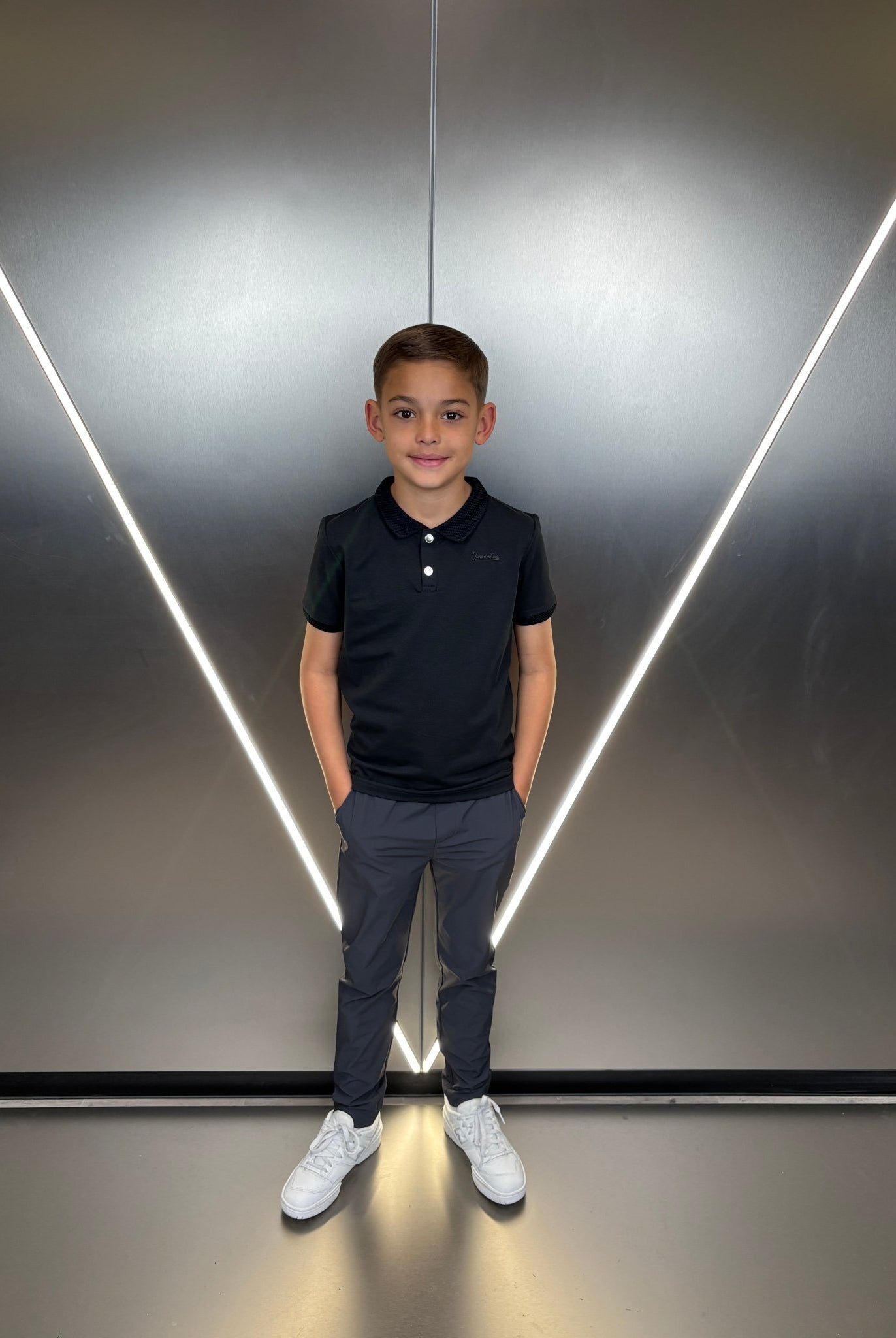 Boys Luxury Pique Logo Polo - Navy - Vincentius