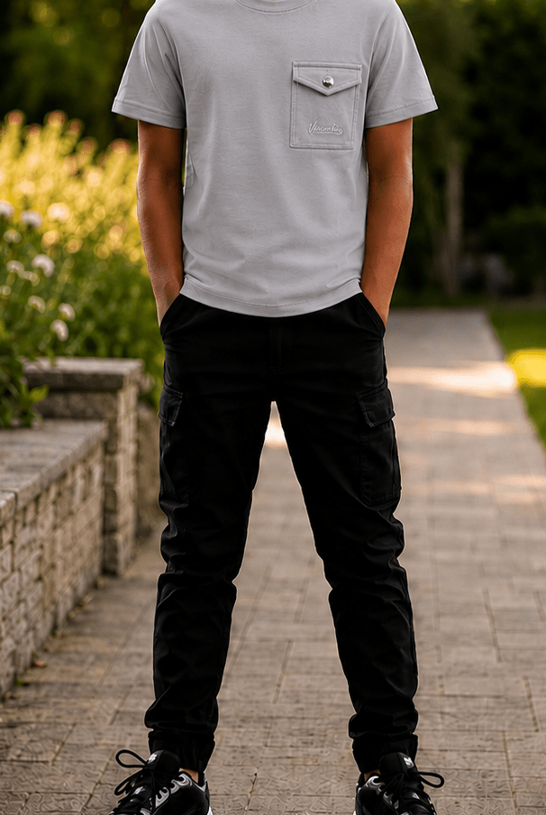 Boy's Luxury Pocket Logo T-Shirt - Ice Grey - Vincentius