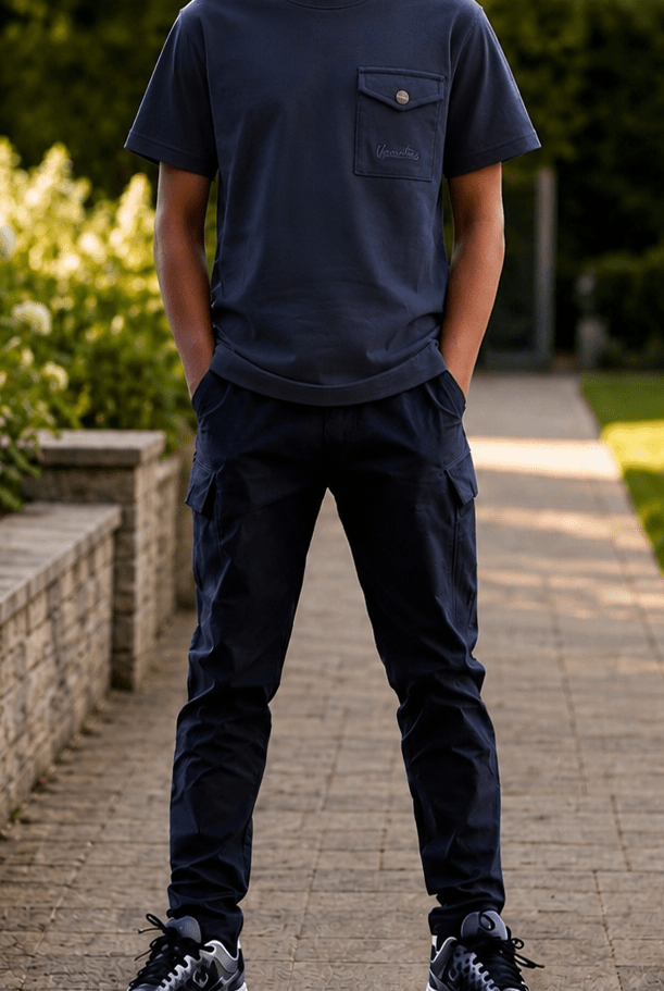Boy's Luxury Pocket Logo T-Shirt - Navy - Vincentius