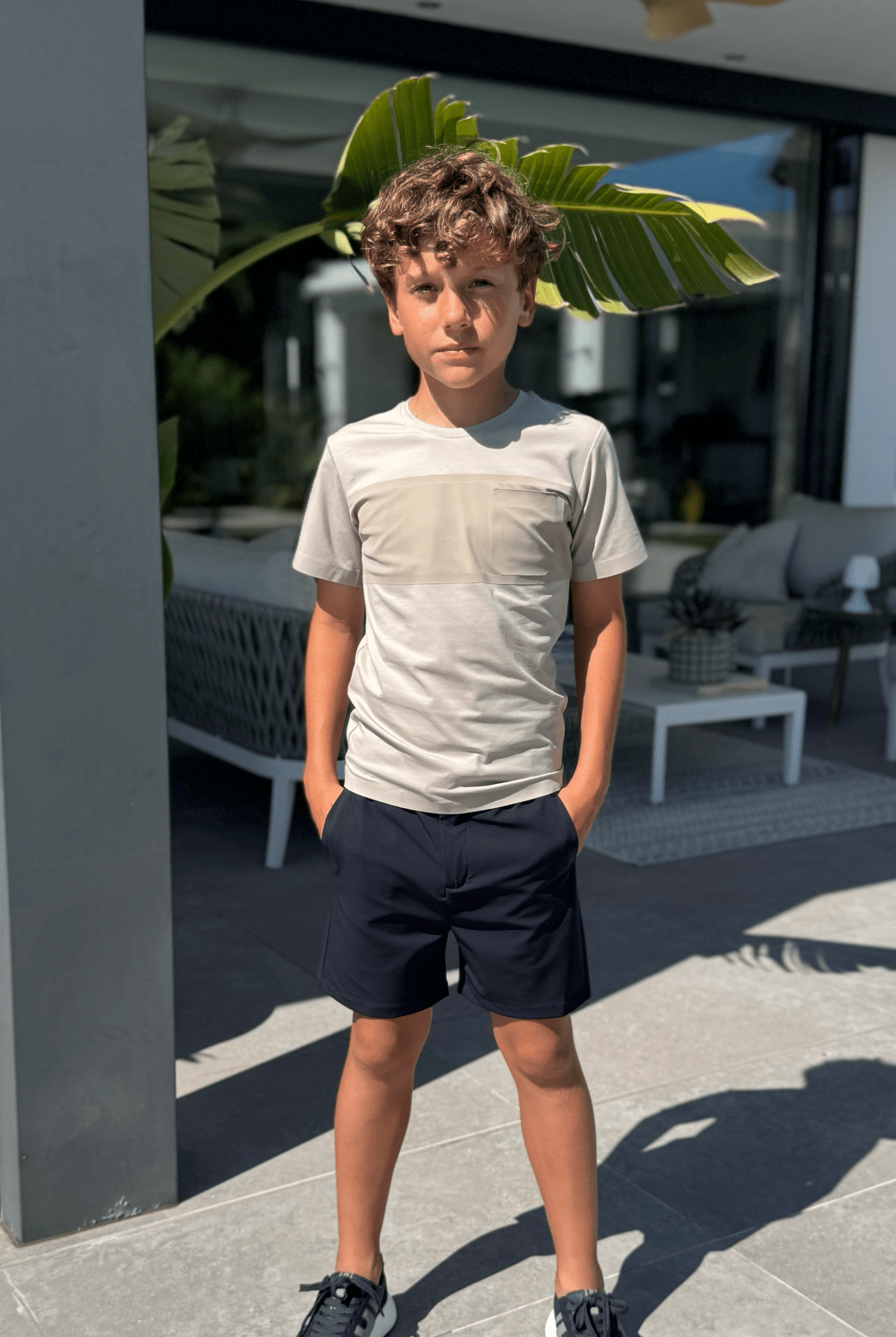 Boy's Luxury Vertex T-Shirt - Sand - Vincentius