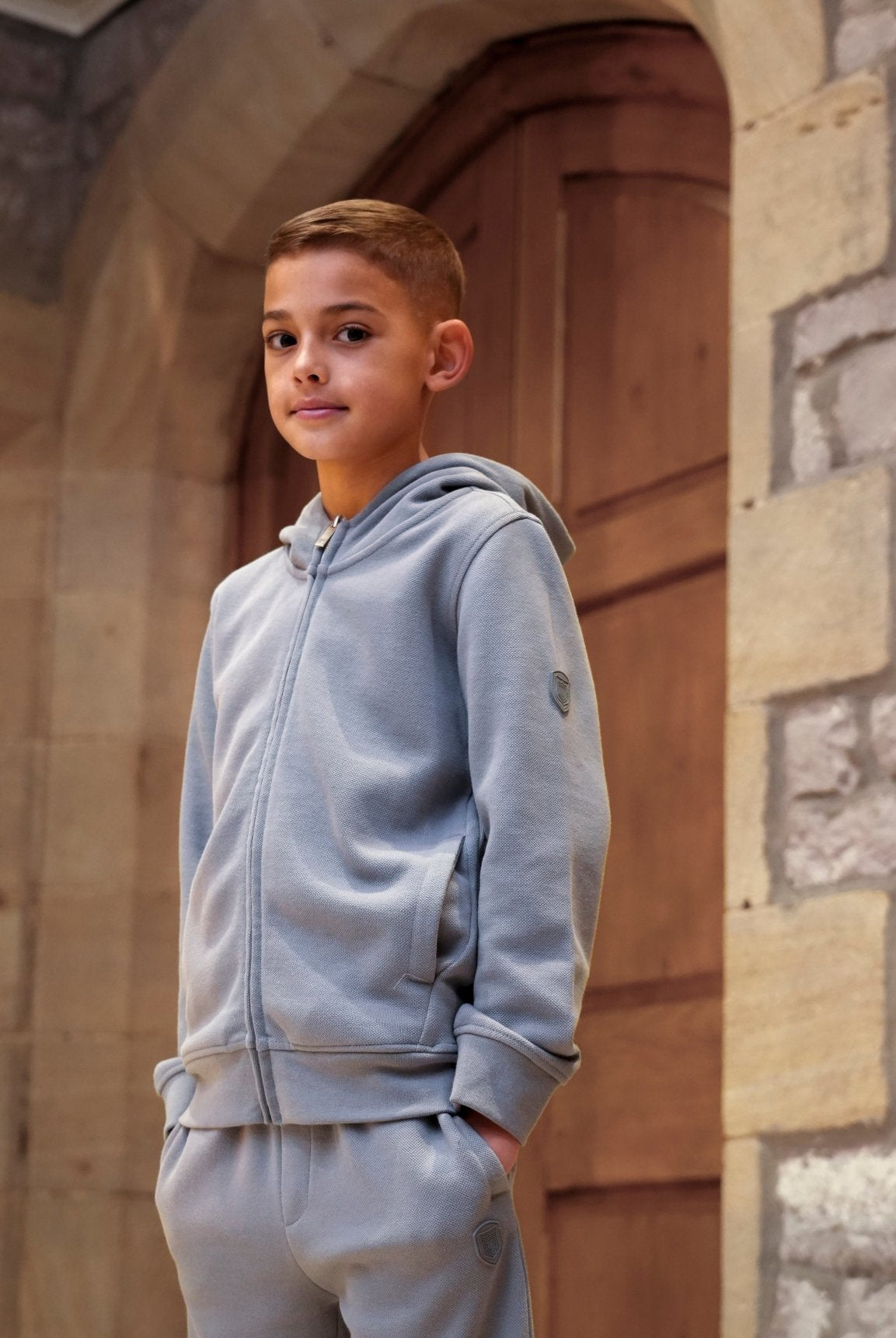 Boys Pique Zip Through Tracksuit - Nado Grey - Vincentius