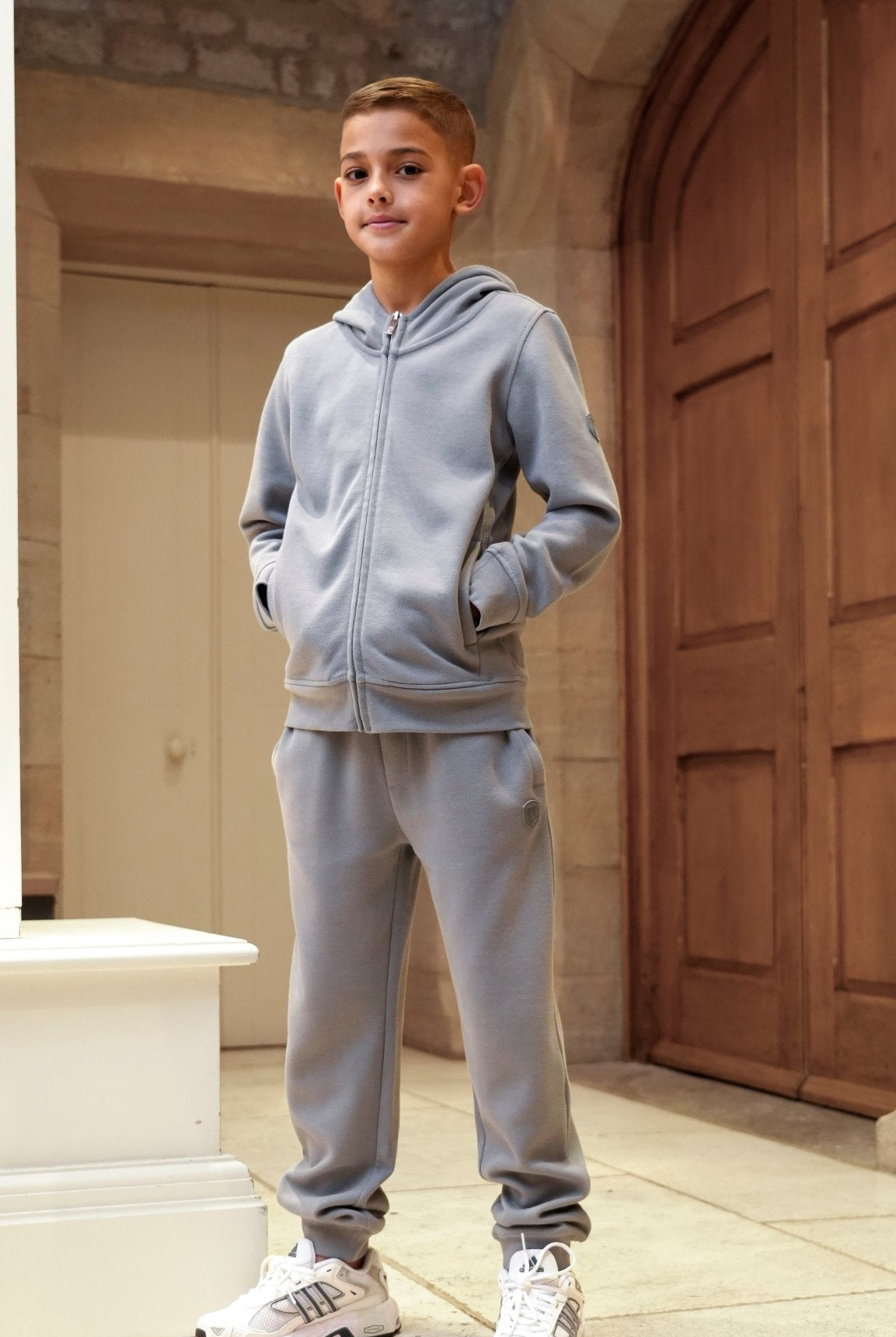 Boys Pique Zip Through Tracksuit - Nado Grey - Vincentius