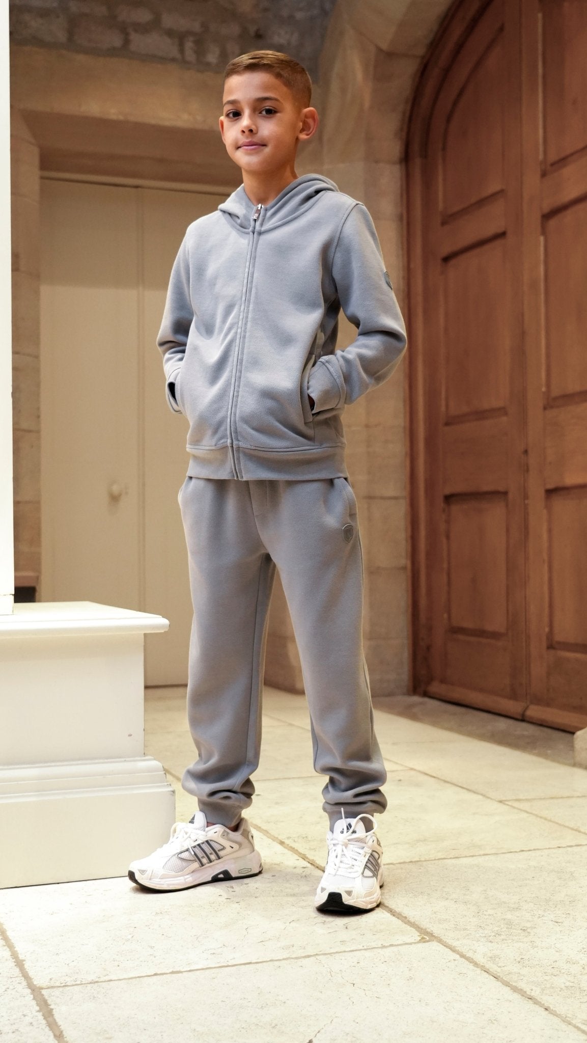 Boys Pique Zip Through Tracksuit - Nado Grey - Vincentius