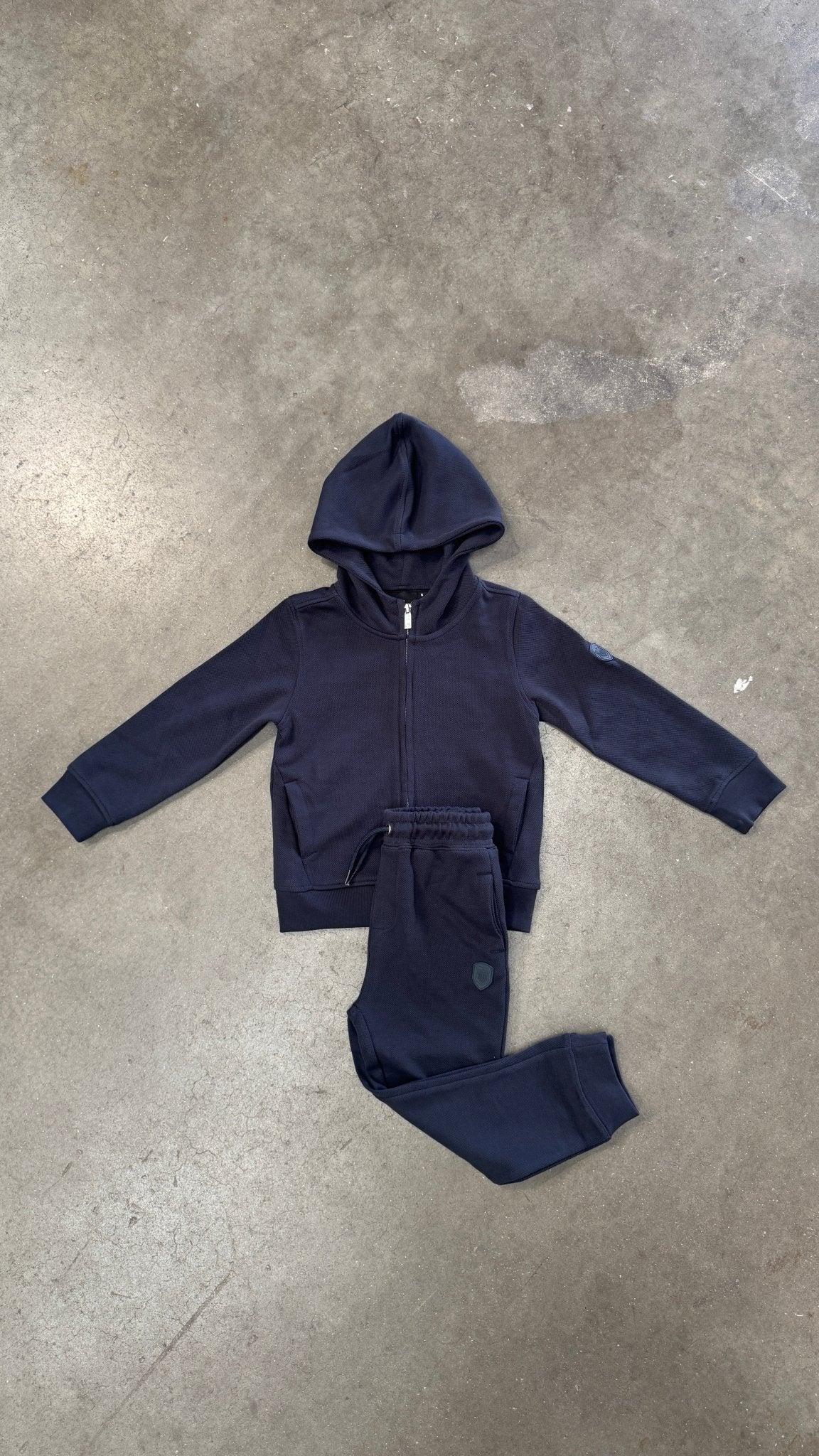 Boys Pique Zip Through Tracksuit - Navy - Vincentius
