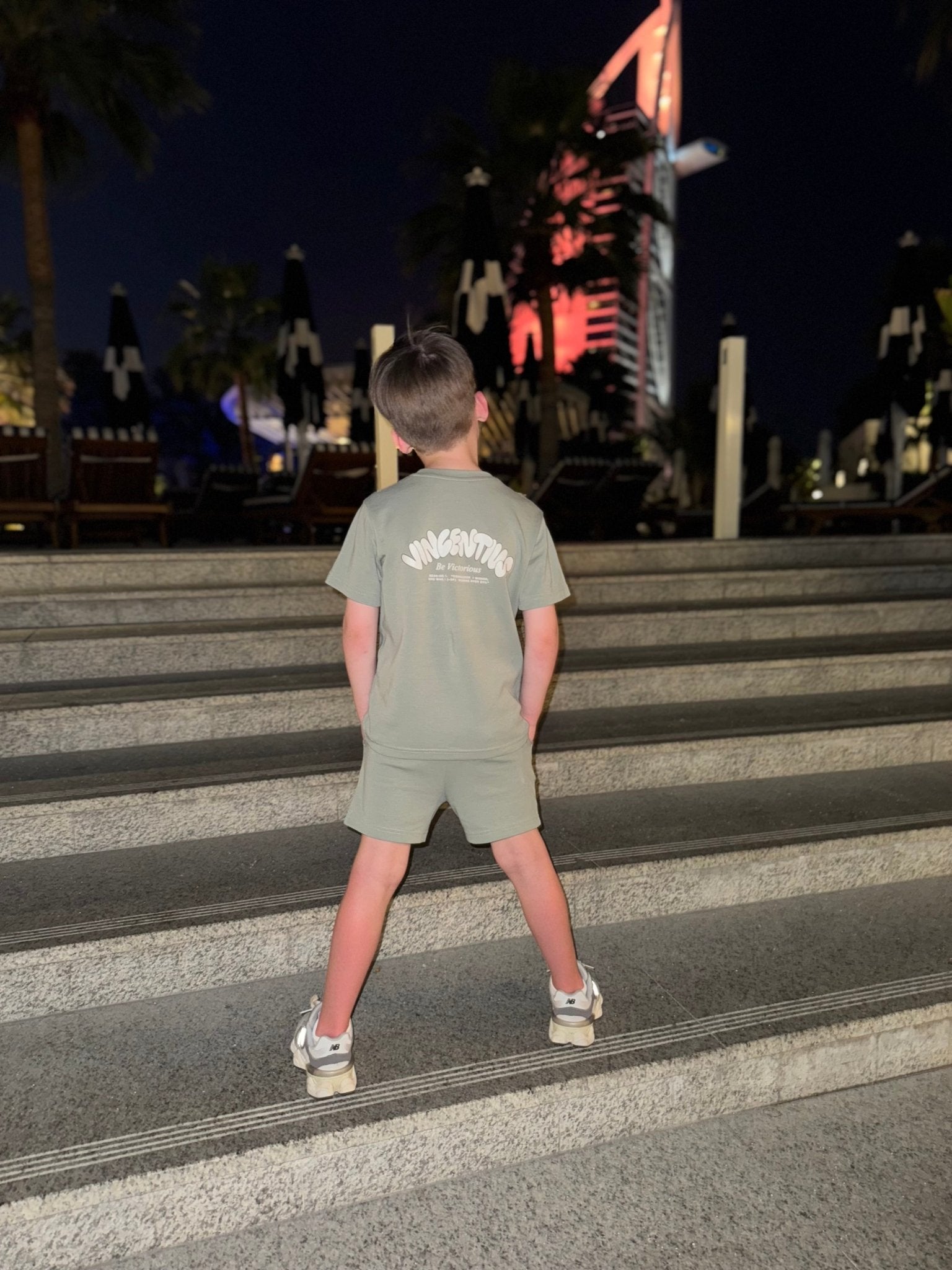 Boy's Relaxed Subway Grafitti Lounge Set - Sage - Vincentius