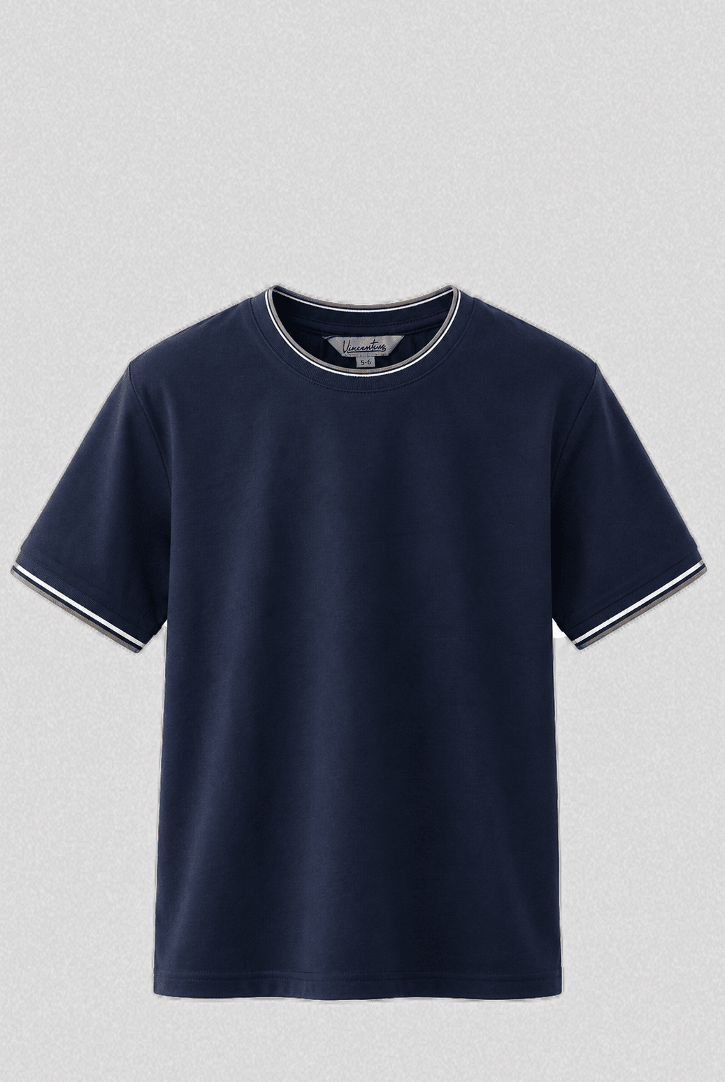 Boy's Striped Cuff T-Shirt - Navy - Vincentius