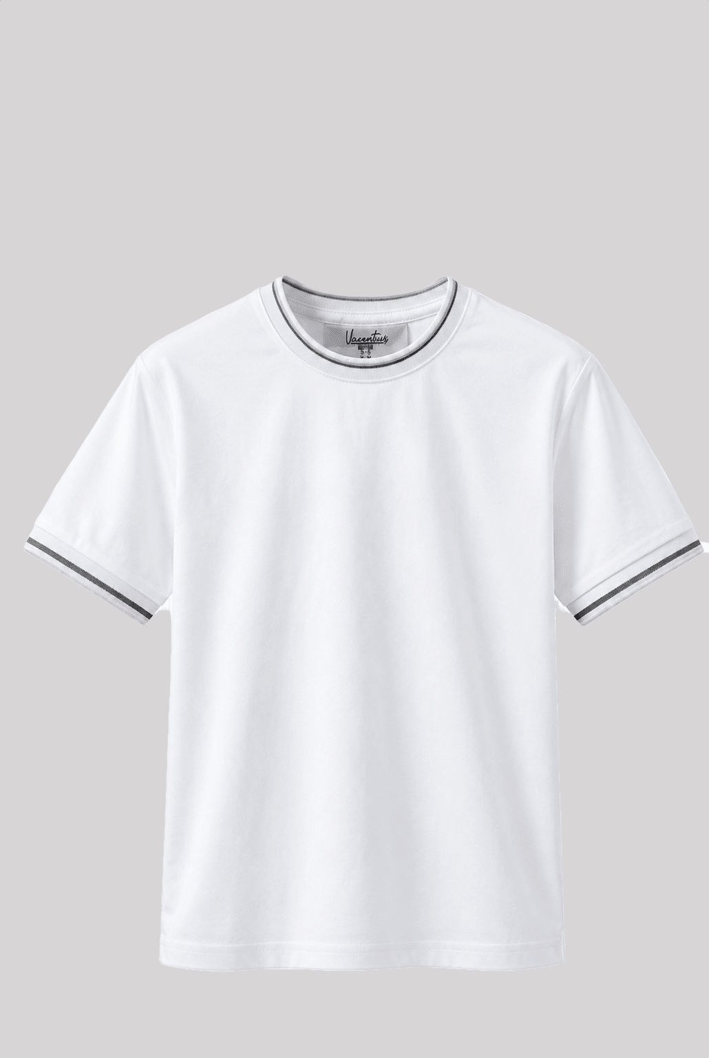 Boy's Striped Cuff T-Shirt - White - Vincentius