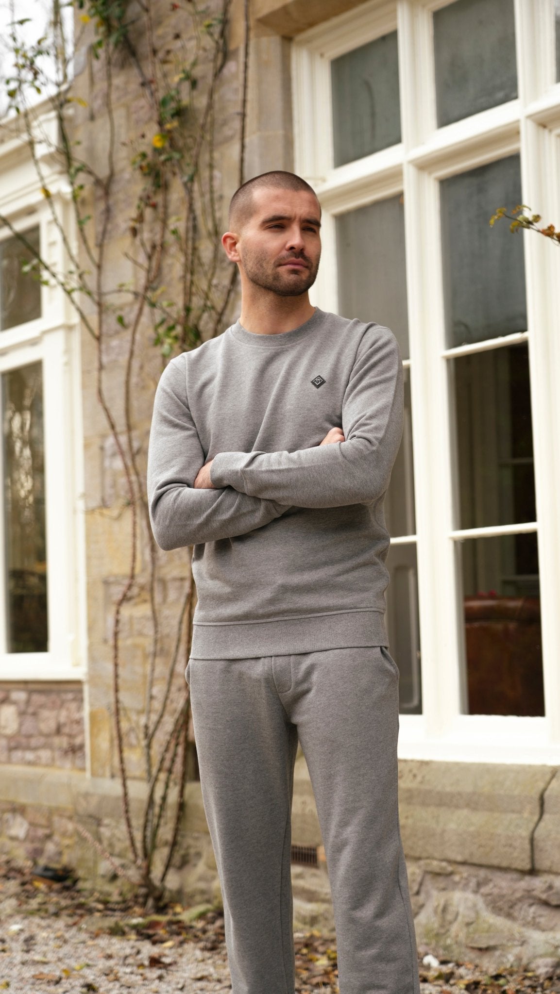 Loopback Crew Neck Jumper - Grey Marl - Vincentius