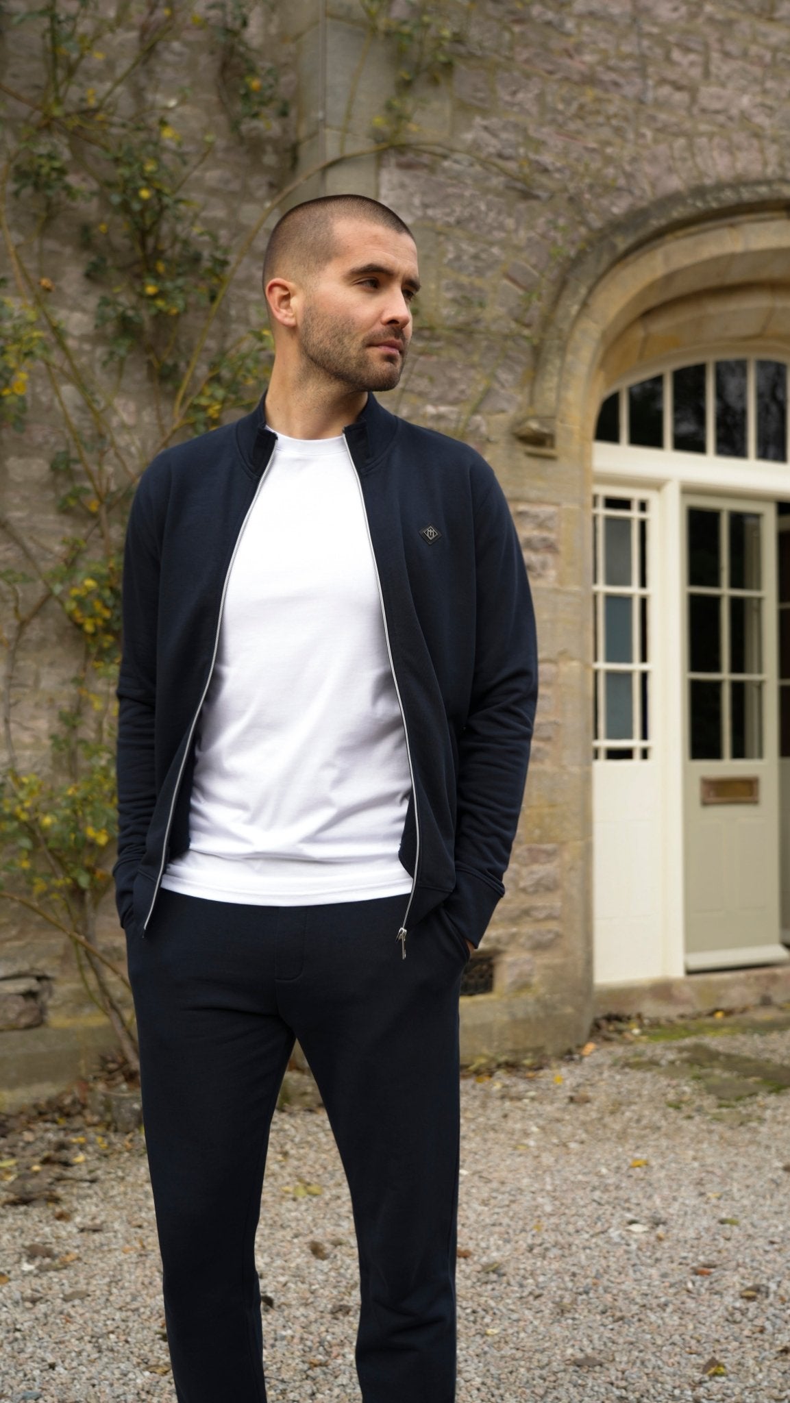 Loopback Zip Through Jacket - Navy - Vincentius