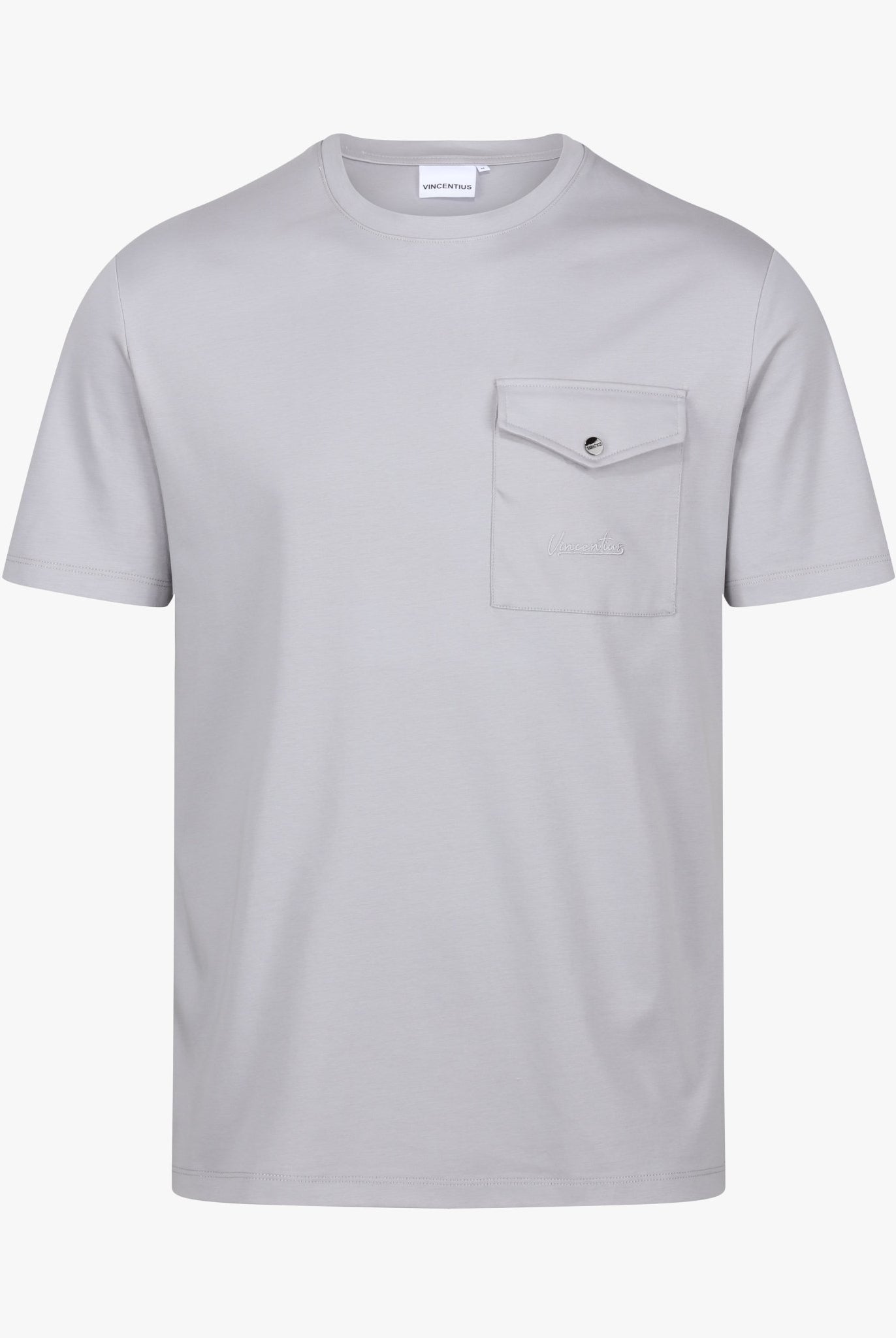 Luxury Mercerised Pocket Logo T-Shirt - Ice Grey - Vincentius