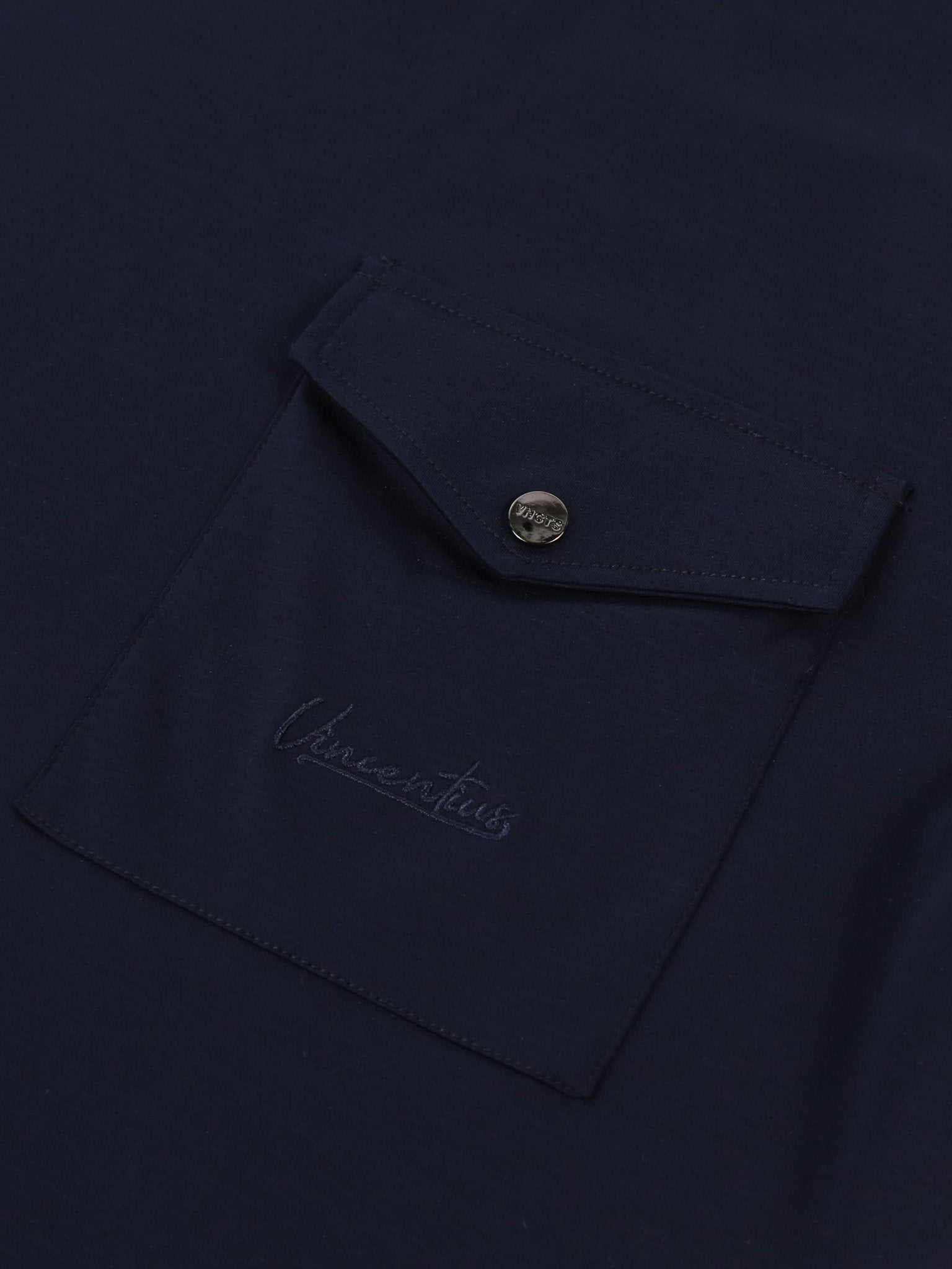 Luxury Mercerised Pocket Logo T-Shirt - Navy - Vincentius