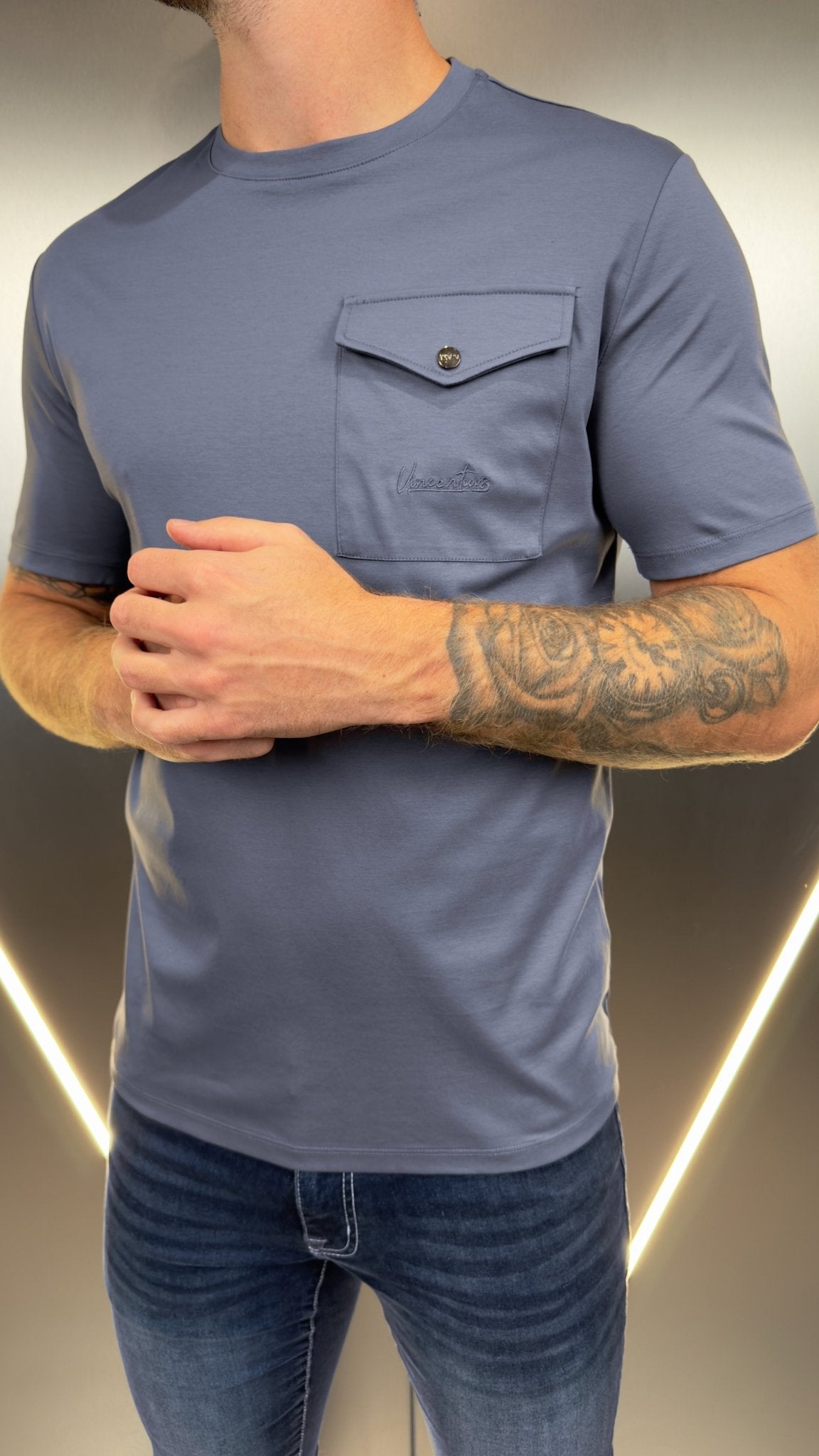 Luxury Mercerised Pocket Logo T-Shirt - Ombre - Vincentius