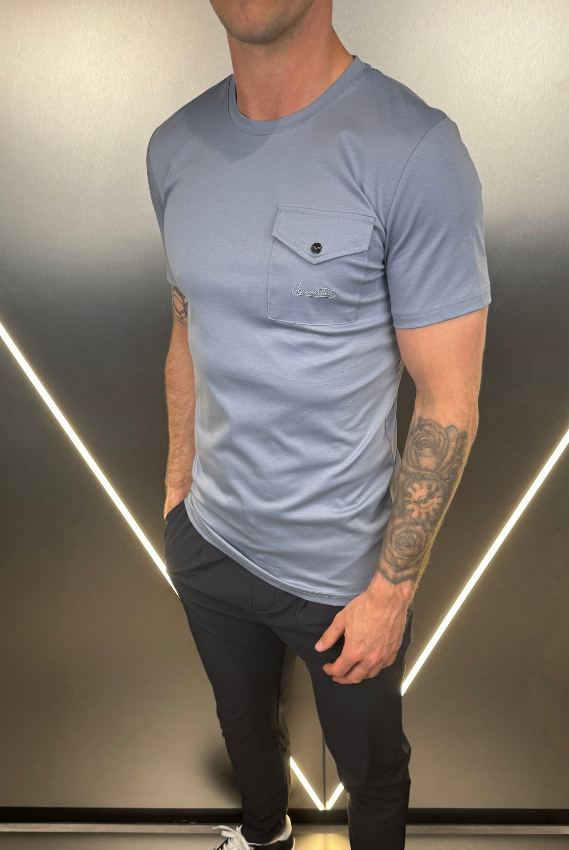 Luxury Mercerised Pocket Logo T-Shirt - Parma - Vincentius