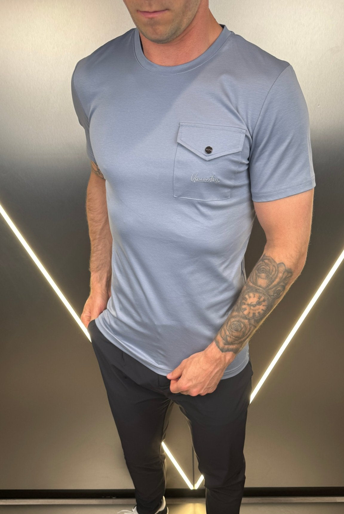 Luxury Mercerised Pocket Logo T-Shirt - Parma - Vincentius