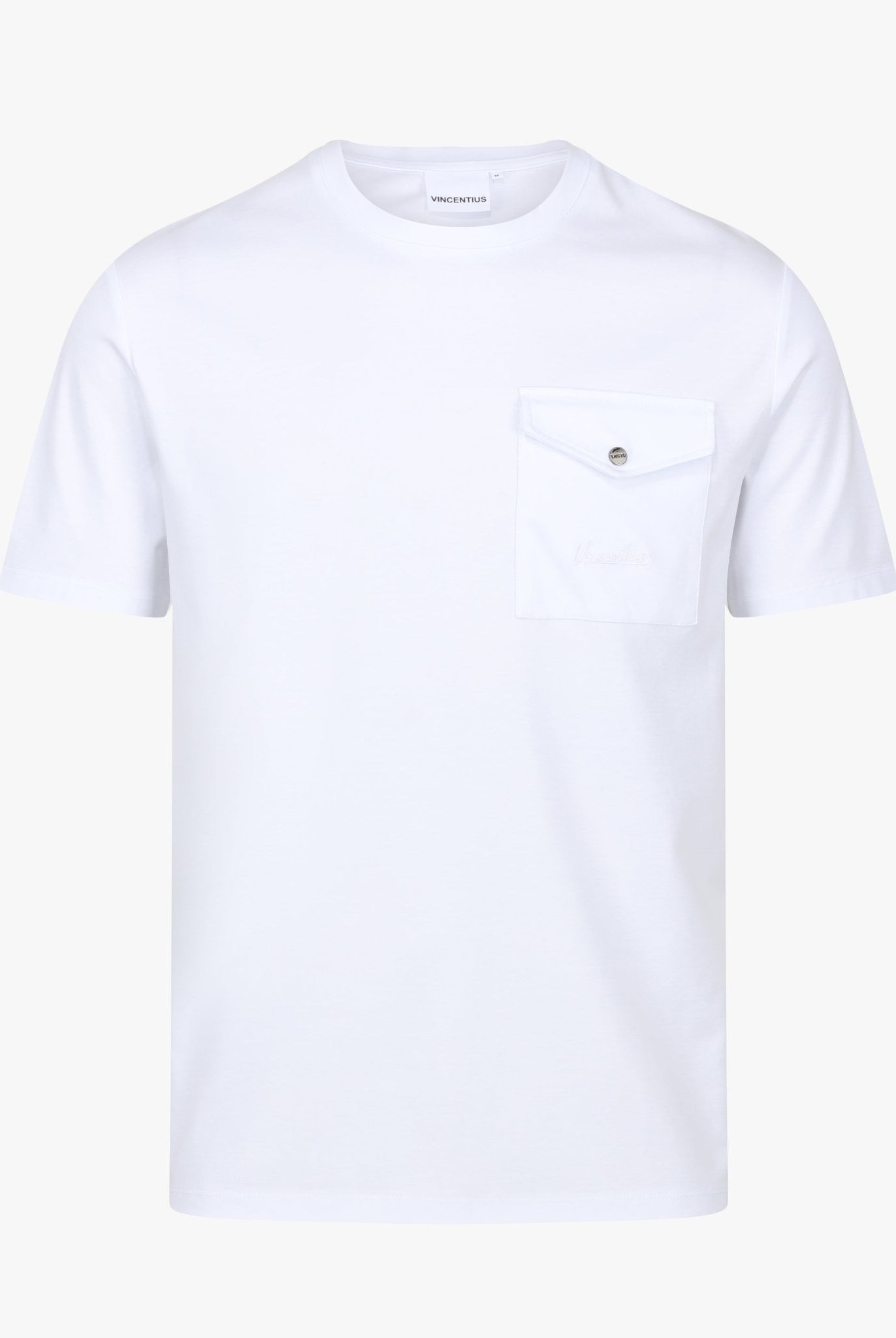 Luxury Mercerised Pocket Logo T-Shirt - White - Vincentius