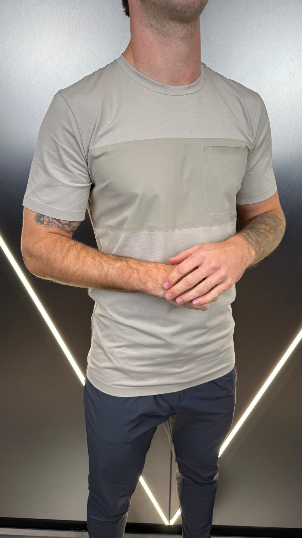Luxury Vertex Panel T-Shirt - Stone - Vincentius