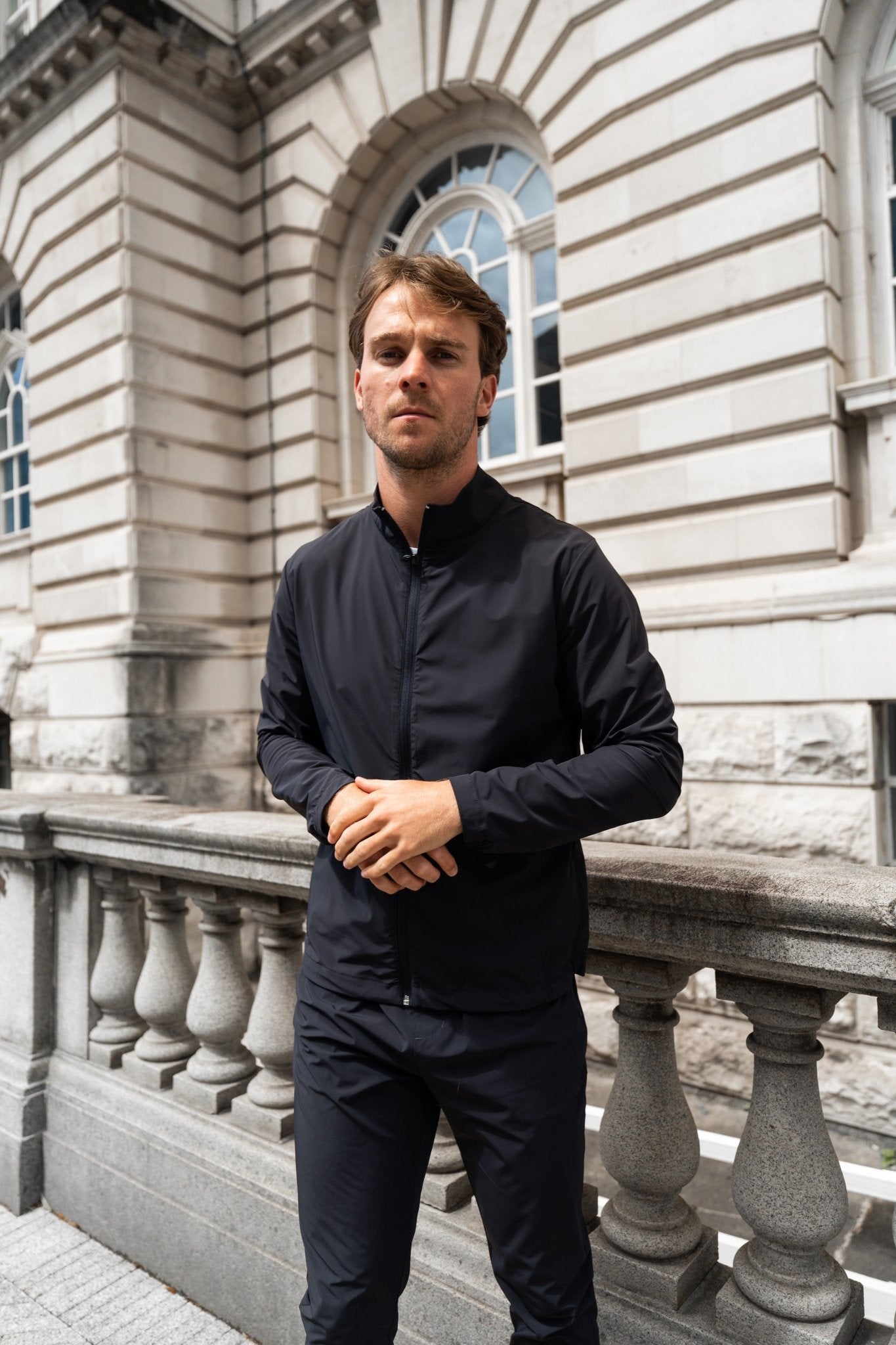 Transitional Mock Neck Jacket - Navy - Vincentius