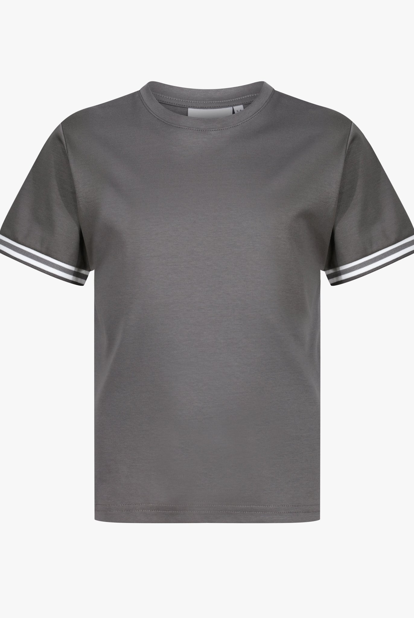 Boys Ribbed Cuff Charcoal T Shirt - Vincentius