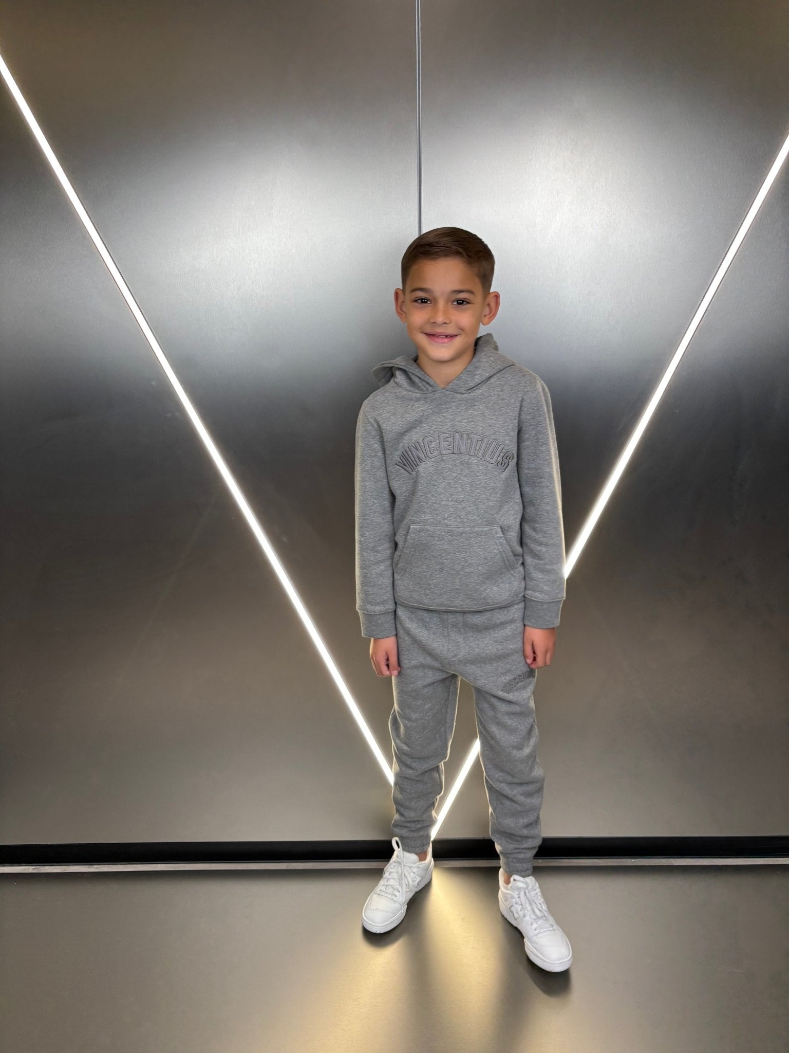 Boy's Applique Tracksuit - Grey Marl - Vincentius