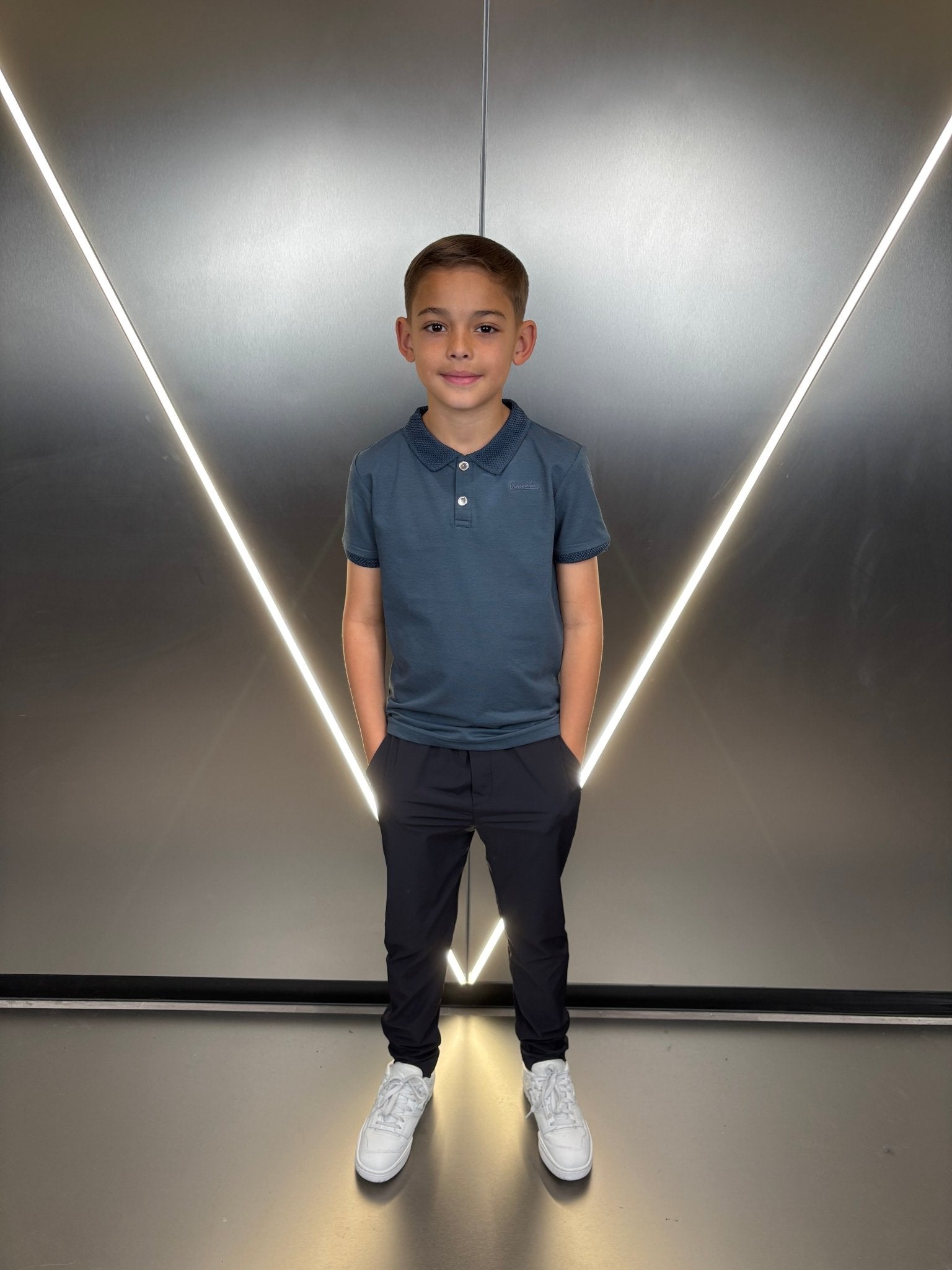 Boys Luxury Pique Logo Polo - Air Force - Vincentius