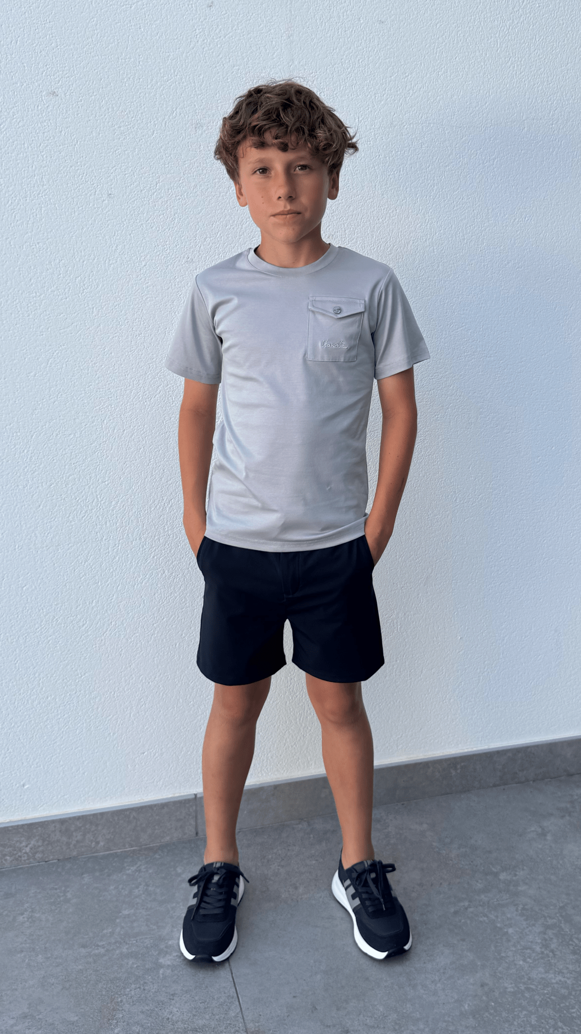 Boy's Luxury Pocket Logo T-Shirt - Ice Grey - Vincentius