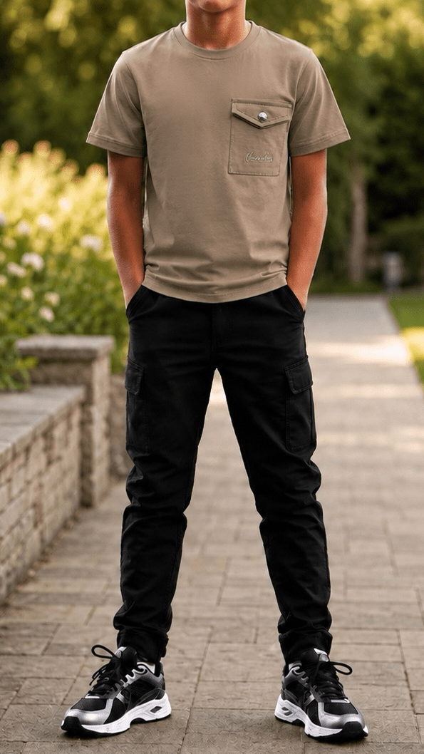 Boy's Luxury Pocket Logo T-Shirt - Mocha - Vincentius