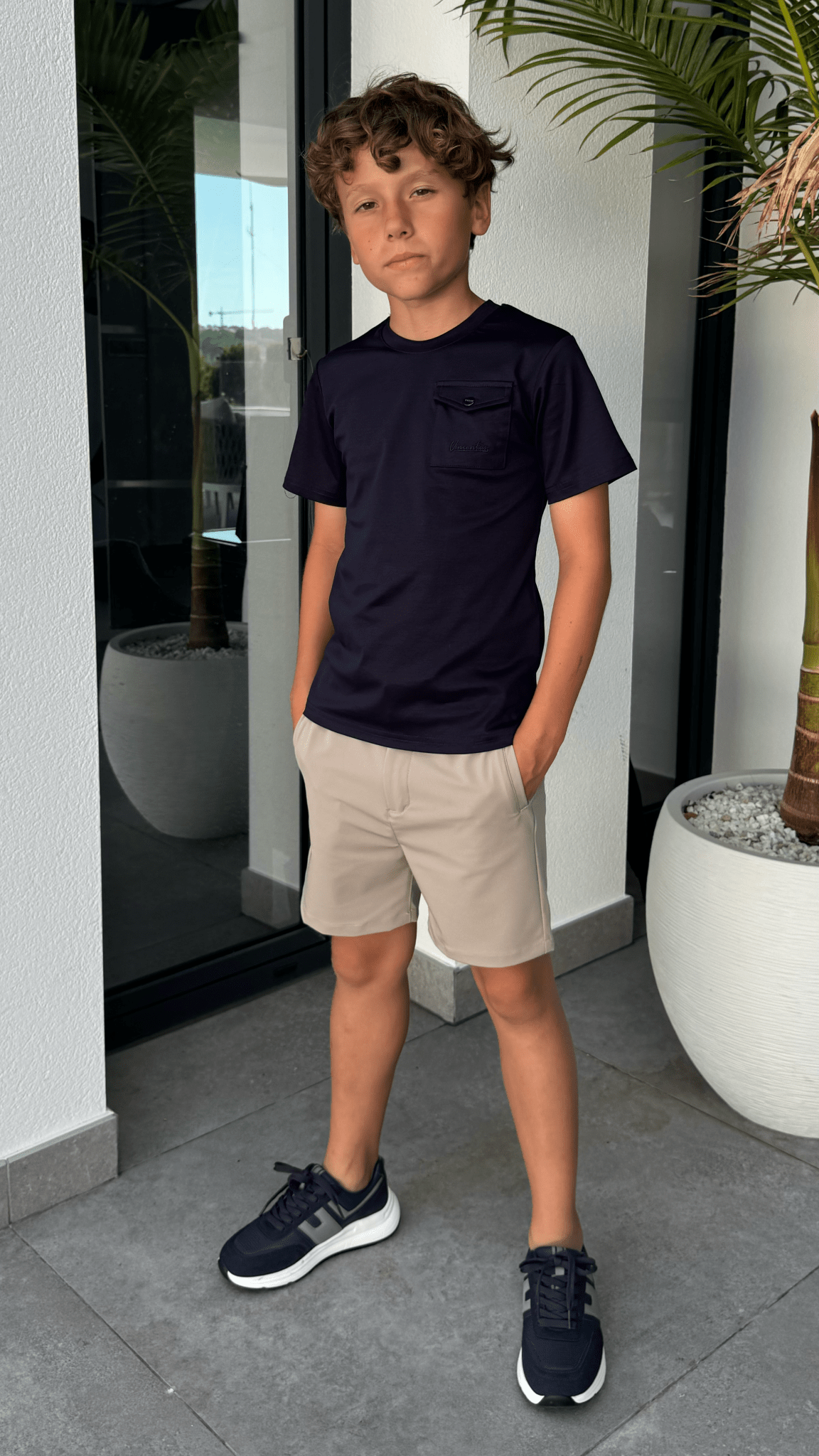 Boy's Luxury Pocket Logo T-Shirt - Navy - Vincentius