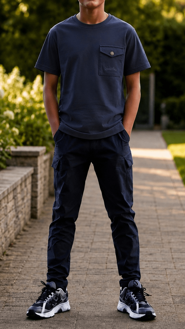 Boy's Luxury Pocket Logo T-Shirt - Navy - Vincentius