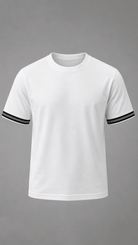 Boys Ribbed Cuff White T Shirt - Vincentius