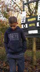 Boy's Rolling Letters Luxe Hoodie - Navy - Vincentius