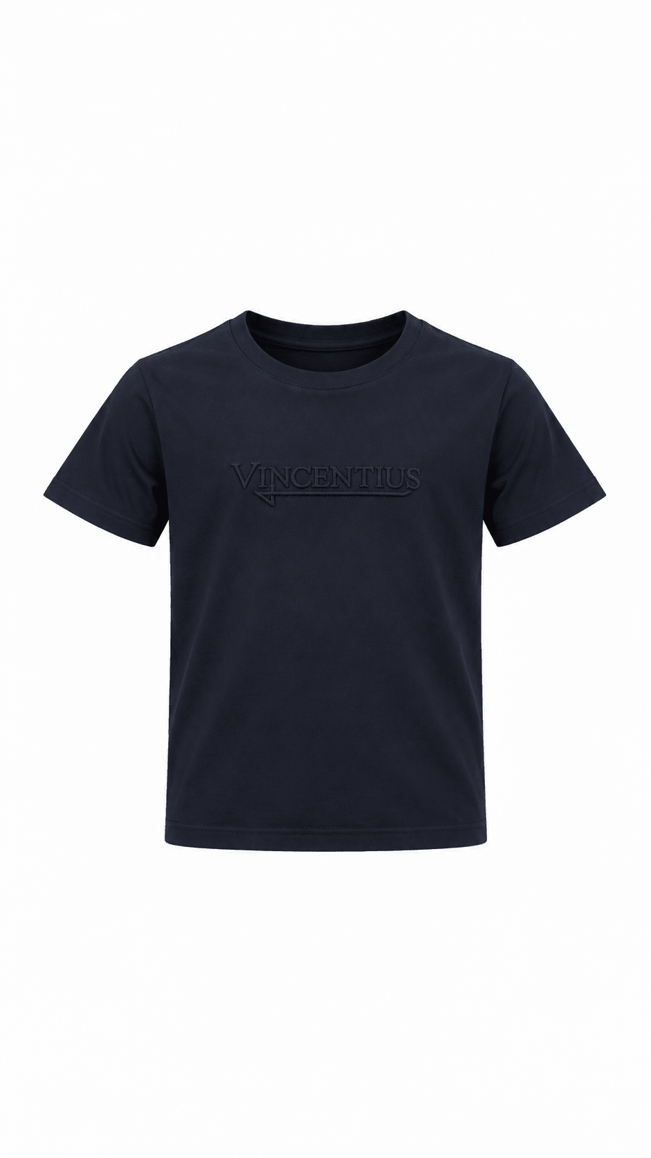 Boy's Serif Embossed T-Shirt - Navy - Vincentius