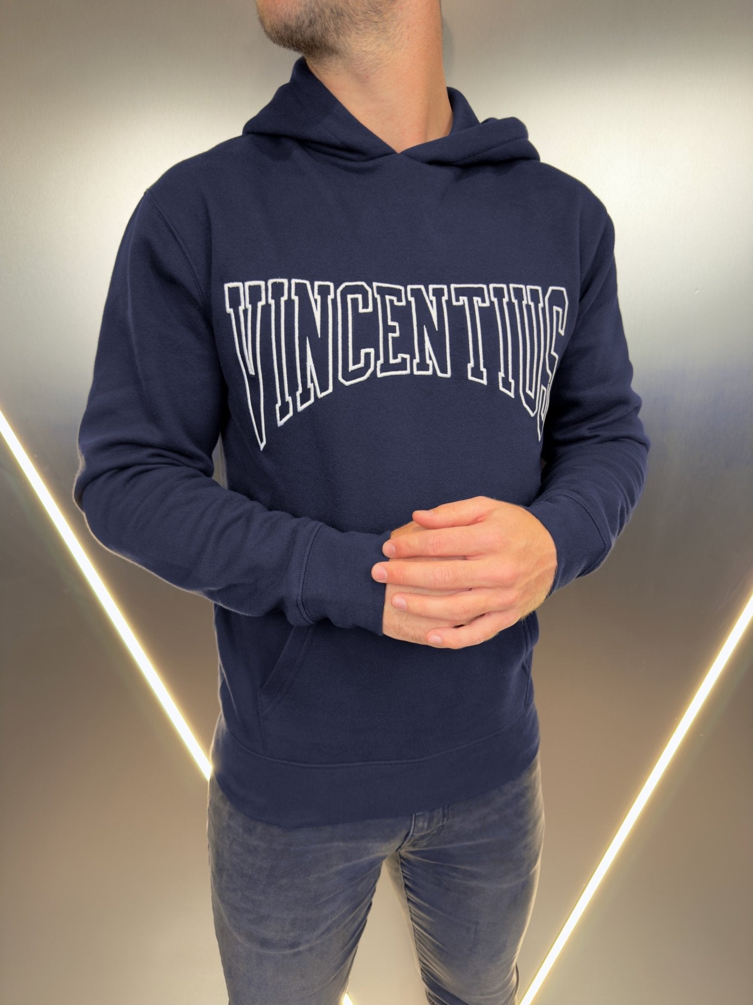 Collegiate Applique Luxe Hoodie - Navy (DISPATCH 18/10/24) - Vincentius