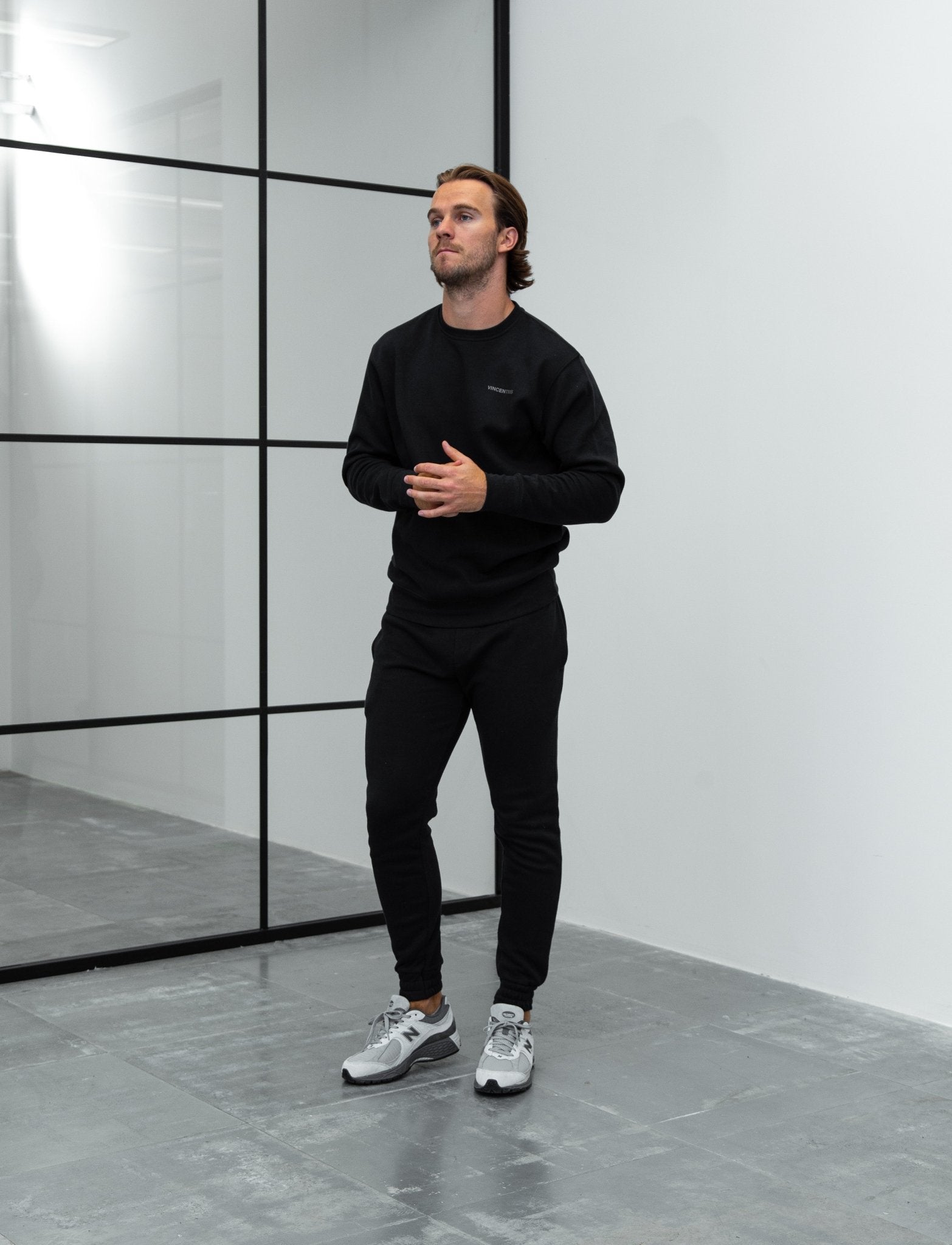 Crew Neck Every Day Tracksuit Set - Black - Vincentius