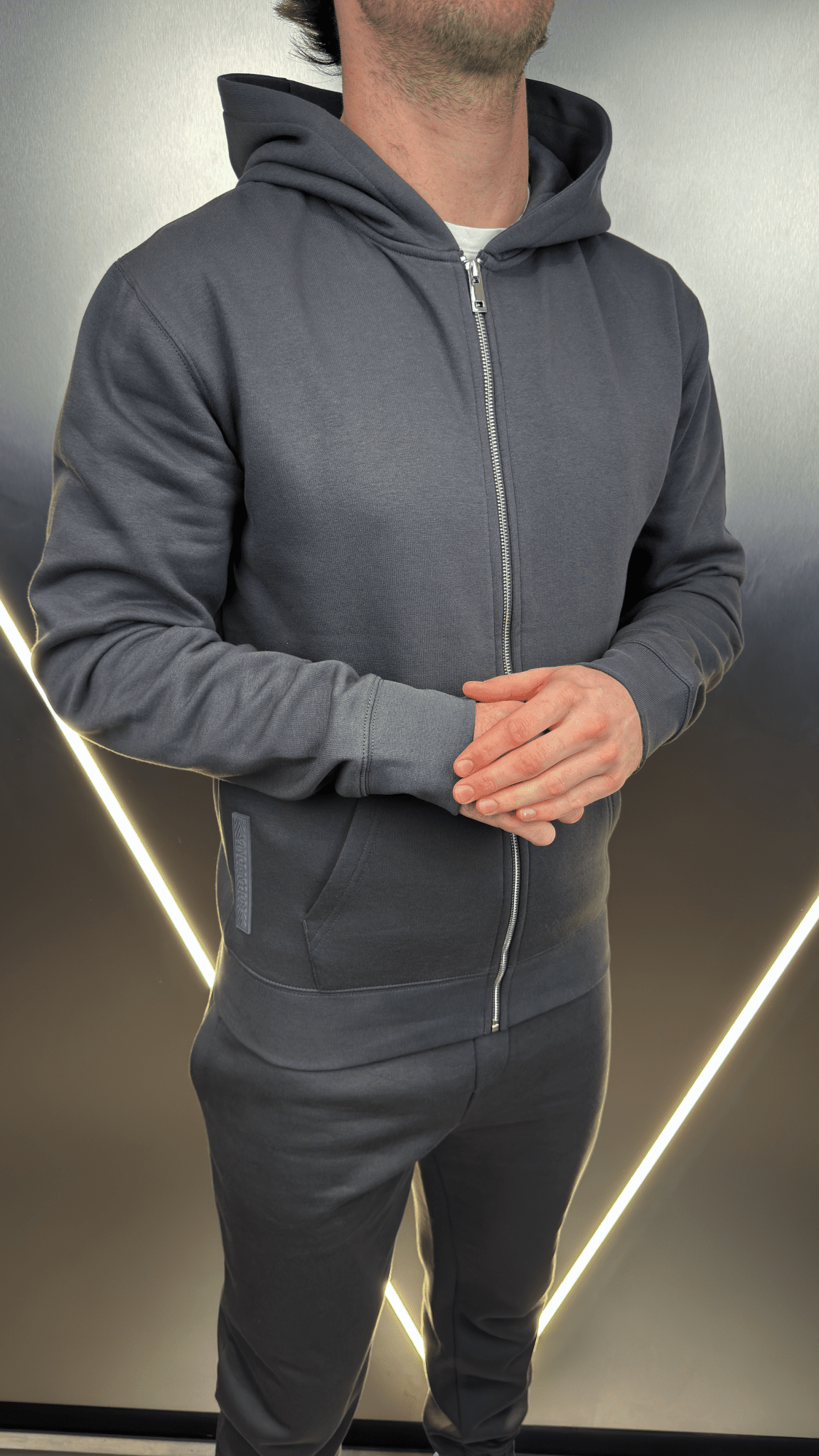 Full Zip Silicone Badge Every Day Tracksuit - Charcoal - Vincentius