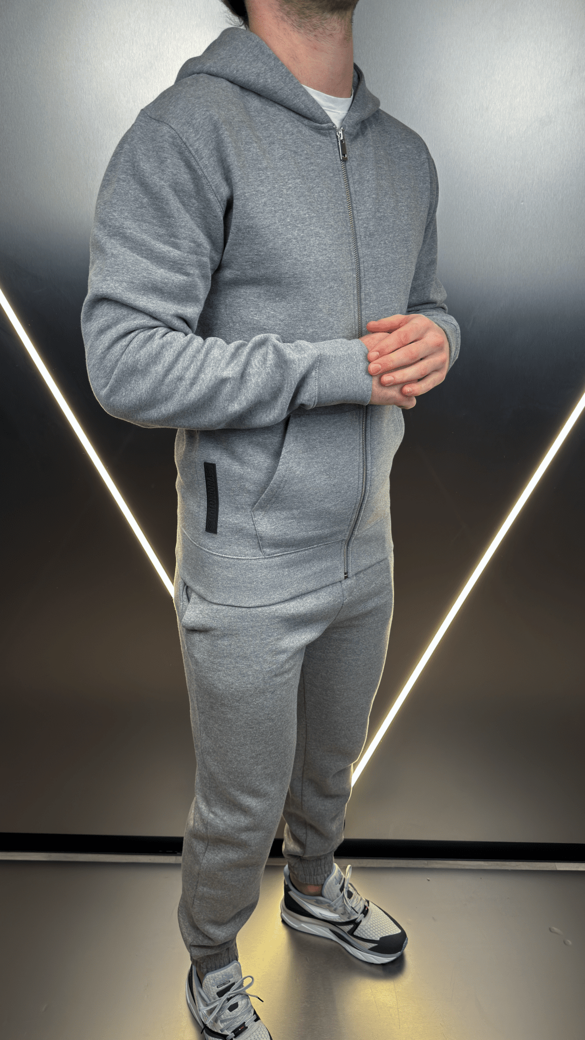 Full Zip Silicone Badge Every Day Tracksuit - Grey Marl - Vincentius