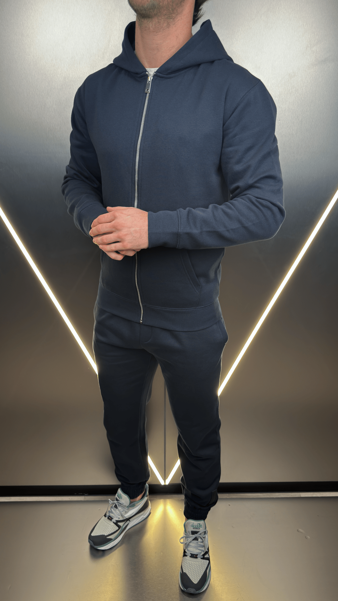 Full Zip Silicone Badge Every Day Tracksuit - Navy - Vincentius
