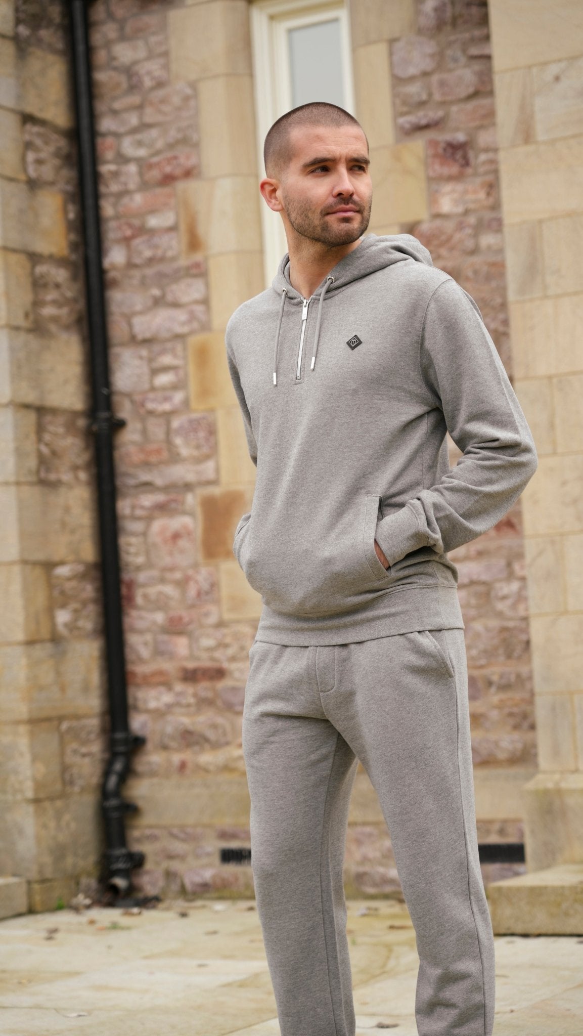 Loopback 1/4 Zip Hoodie - Grey Marl - Vincentius