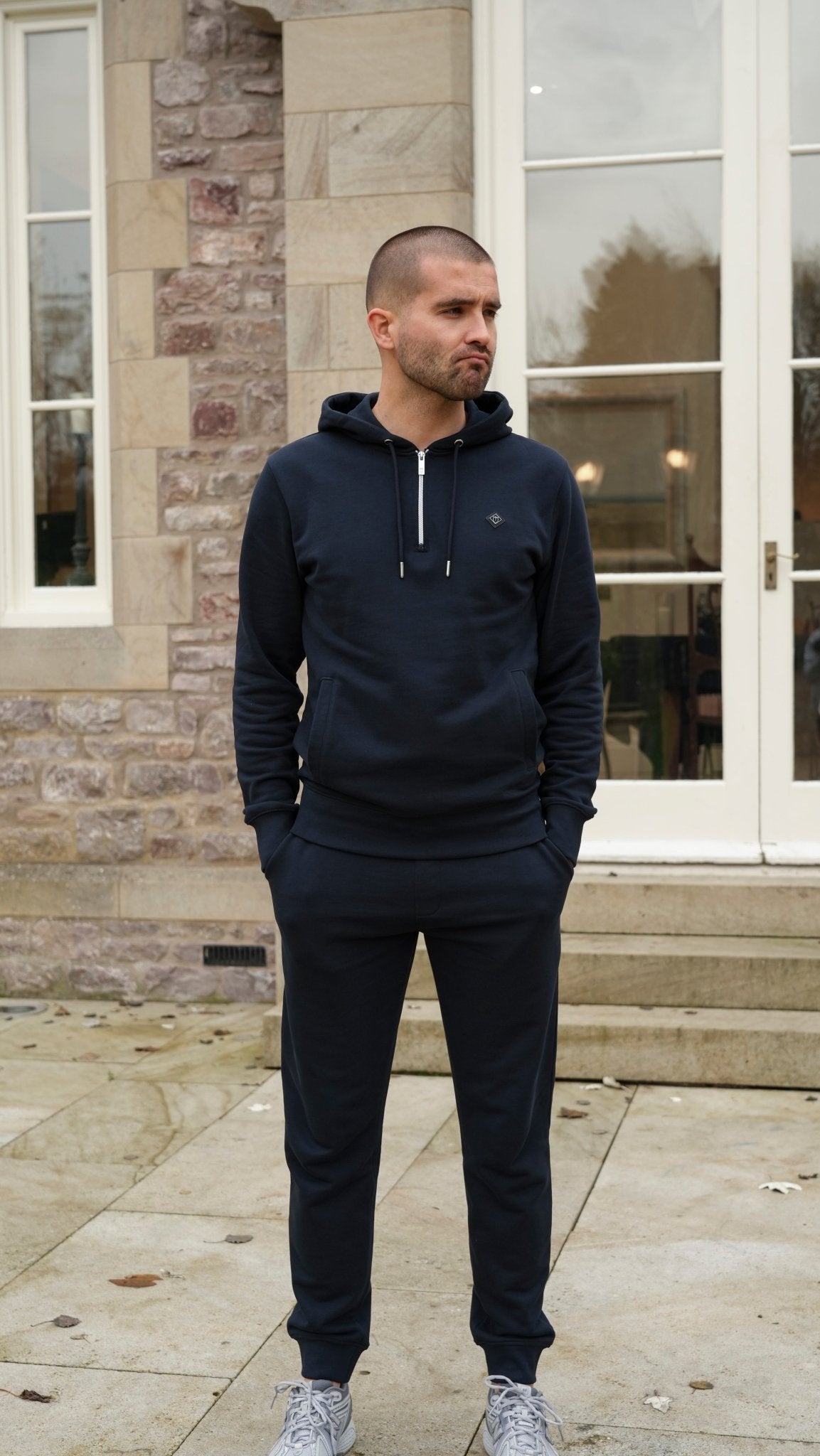 Loopback 1/4 Zip Tracksuit - Navy - Vincentius