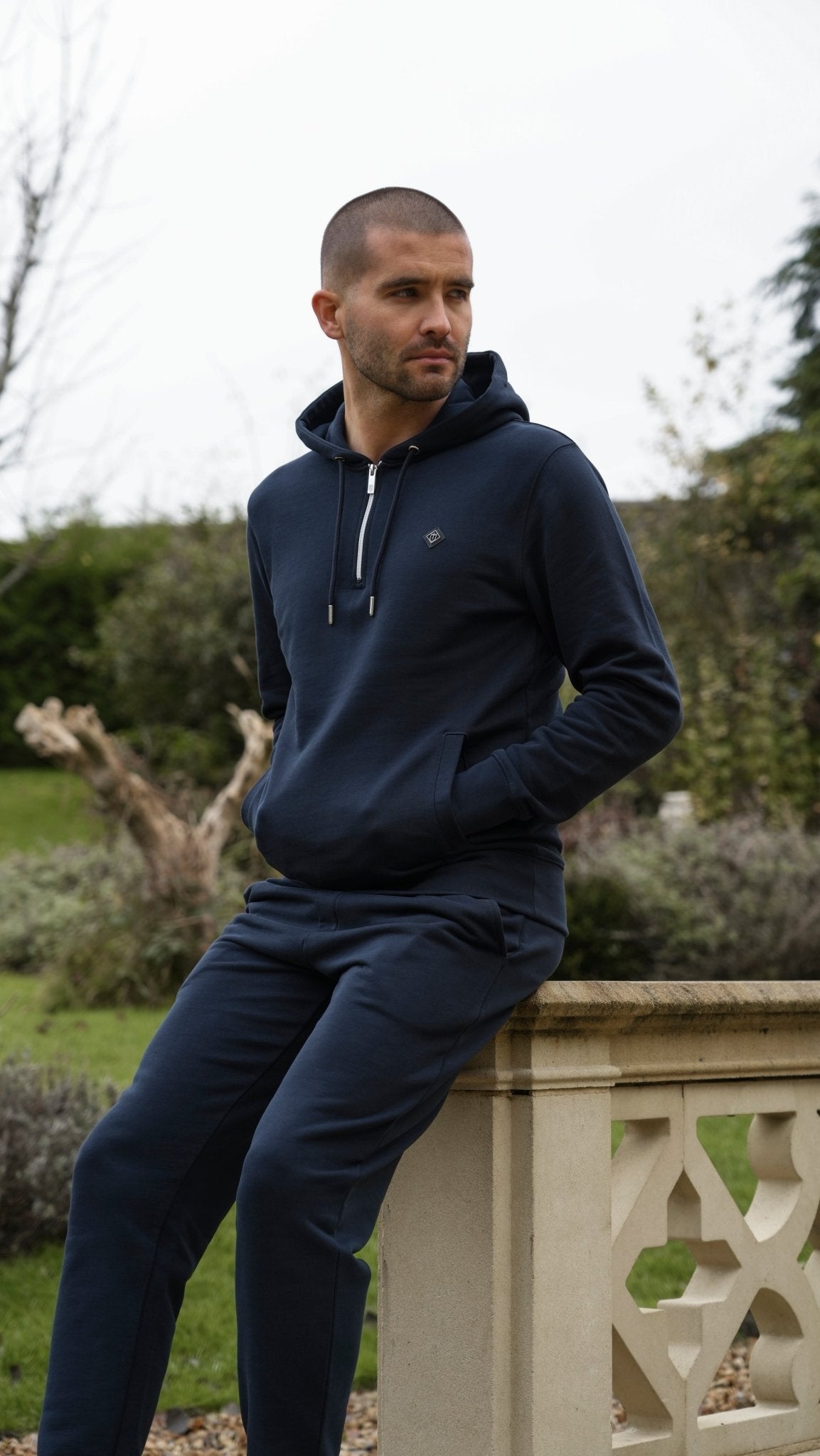 Loopback 1/4 Zip Tracksuit - Navy - Vincentius