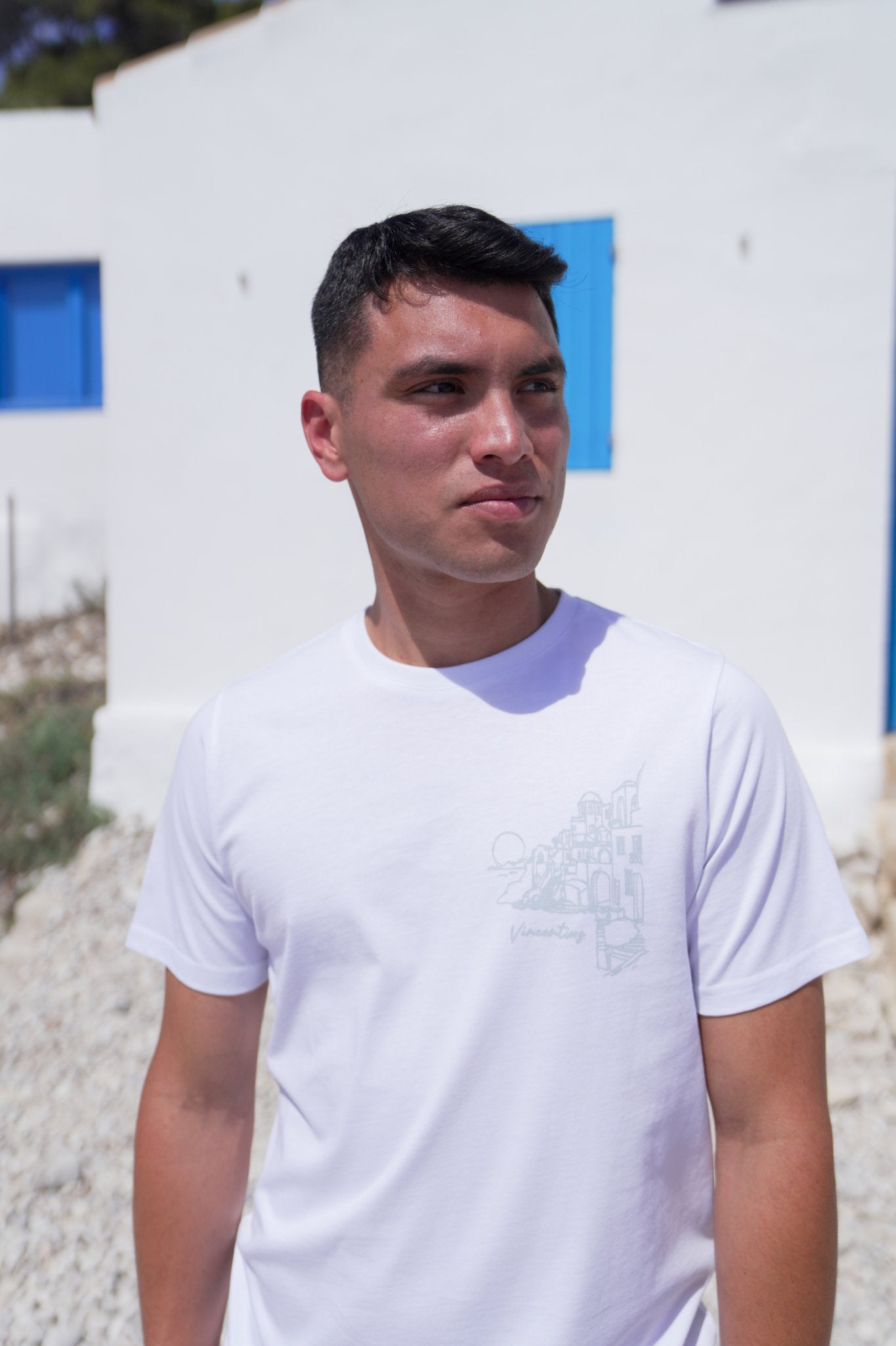 Luxe Resort Santorini T-Shirt - White - Vincentius