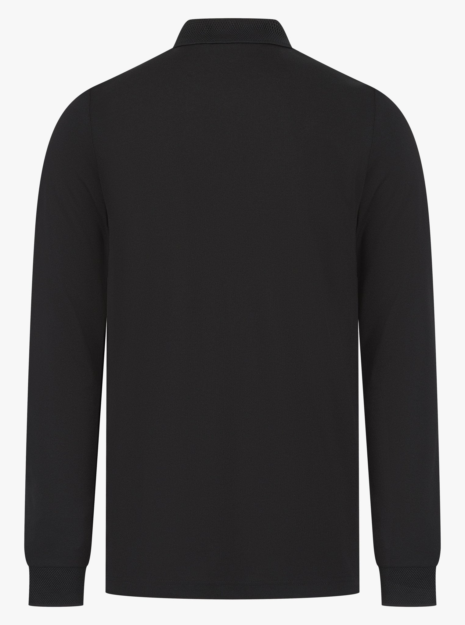 Luxury Long Sleeve Pique Logo Polo - Black - Vincentius