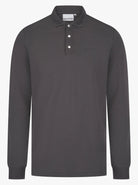 Luxury Long Sleeve Pique Logo Polo - Charcoal - Vincentius