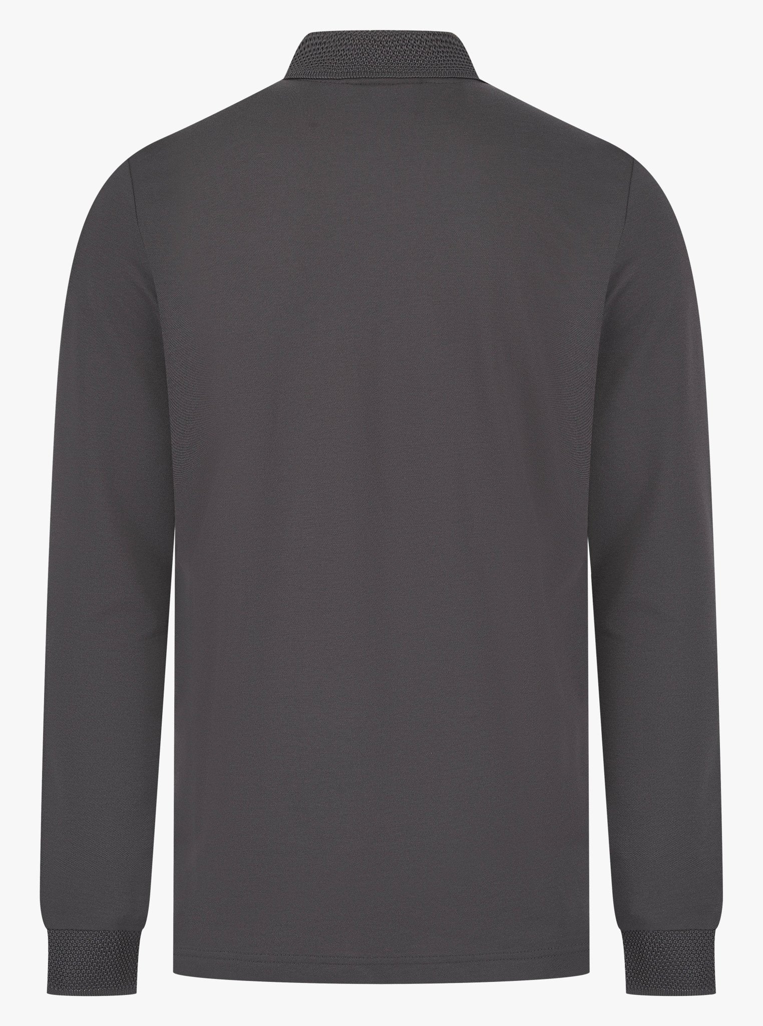 Luxury Long Sleeve Pique Logo Polo - Charcoal - Vincentius