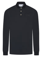 Luxury Long Sleeve Pique Logo Polo - Navy - Vincentius