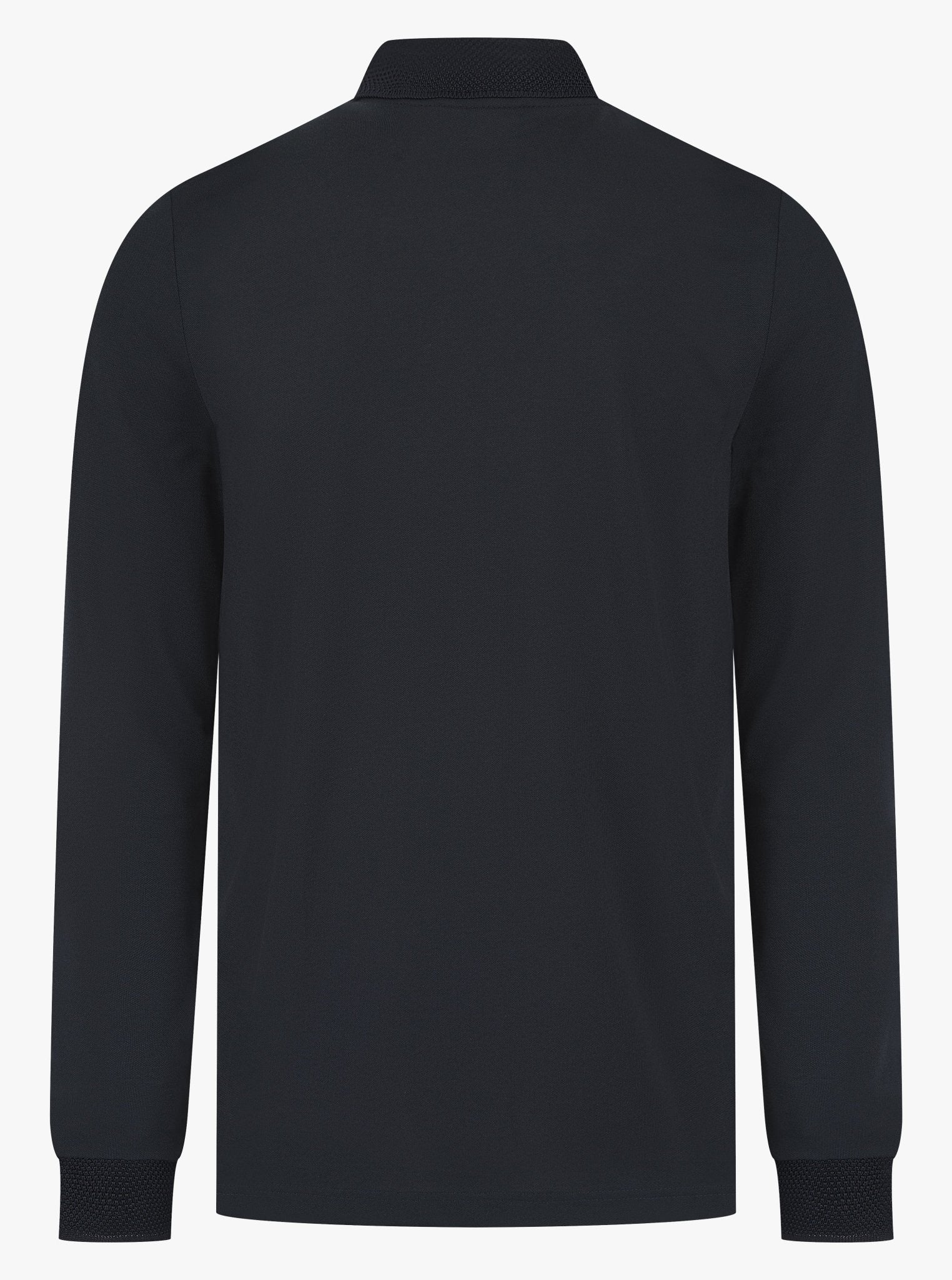 Luxury Long Sleeve Pique Logo Polo - Navy - Vincentius