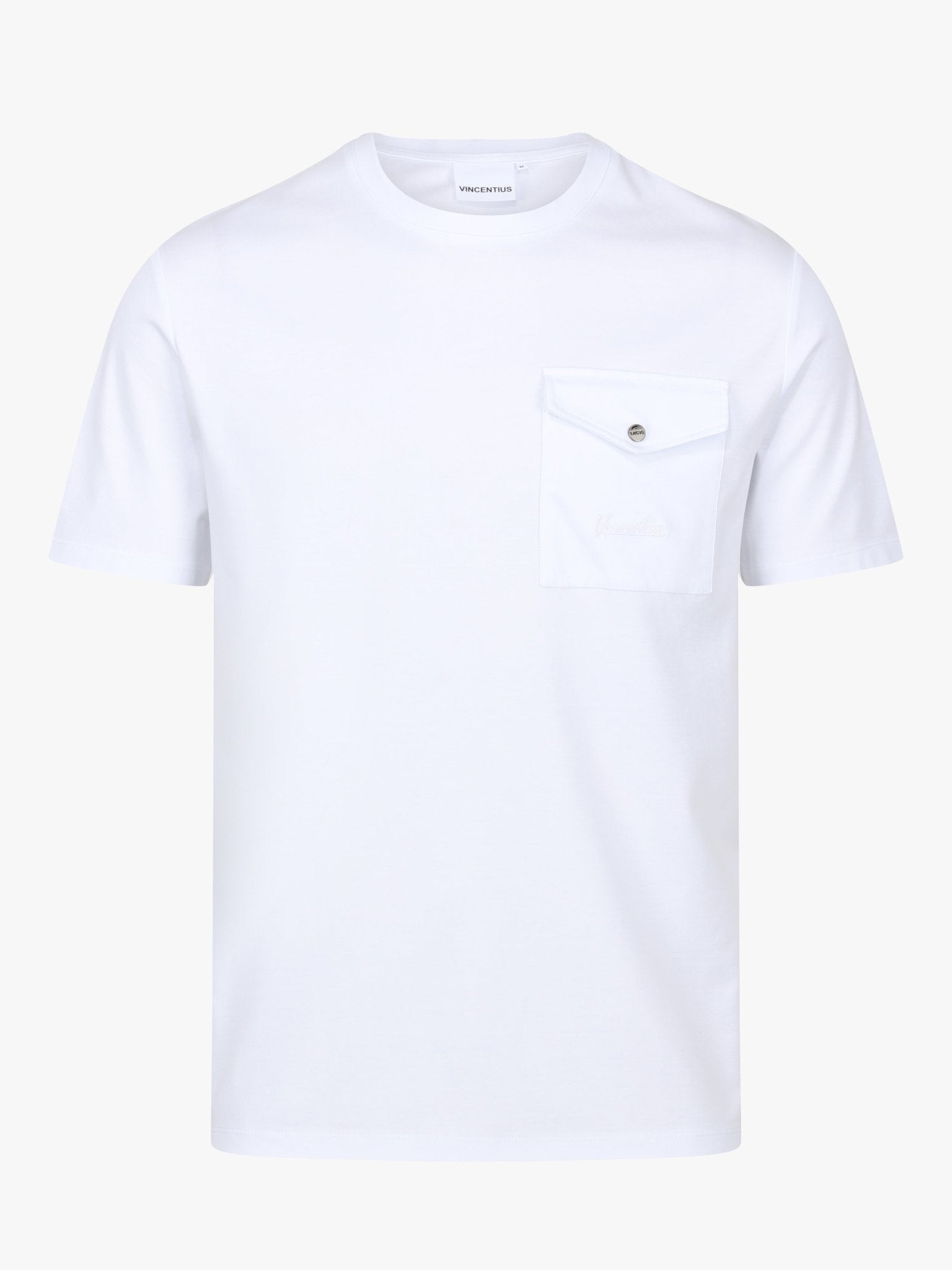 Luxury Mercerised Pocket Logo T-Shirt - White - Vincentius