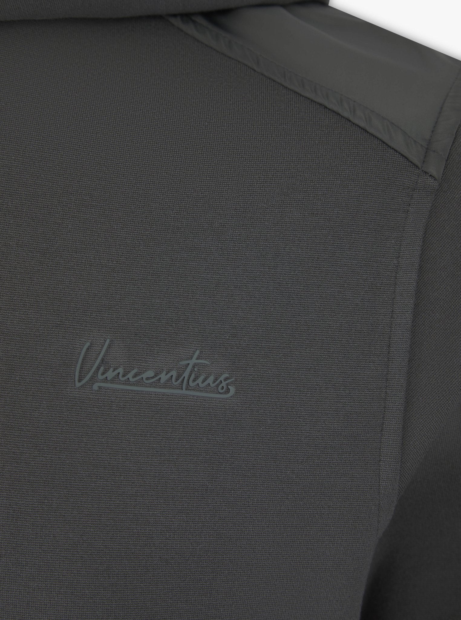 Luxury Nylon Panel Logo Hoodie - Charcoal - Vincentius