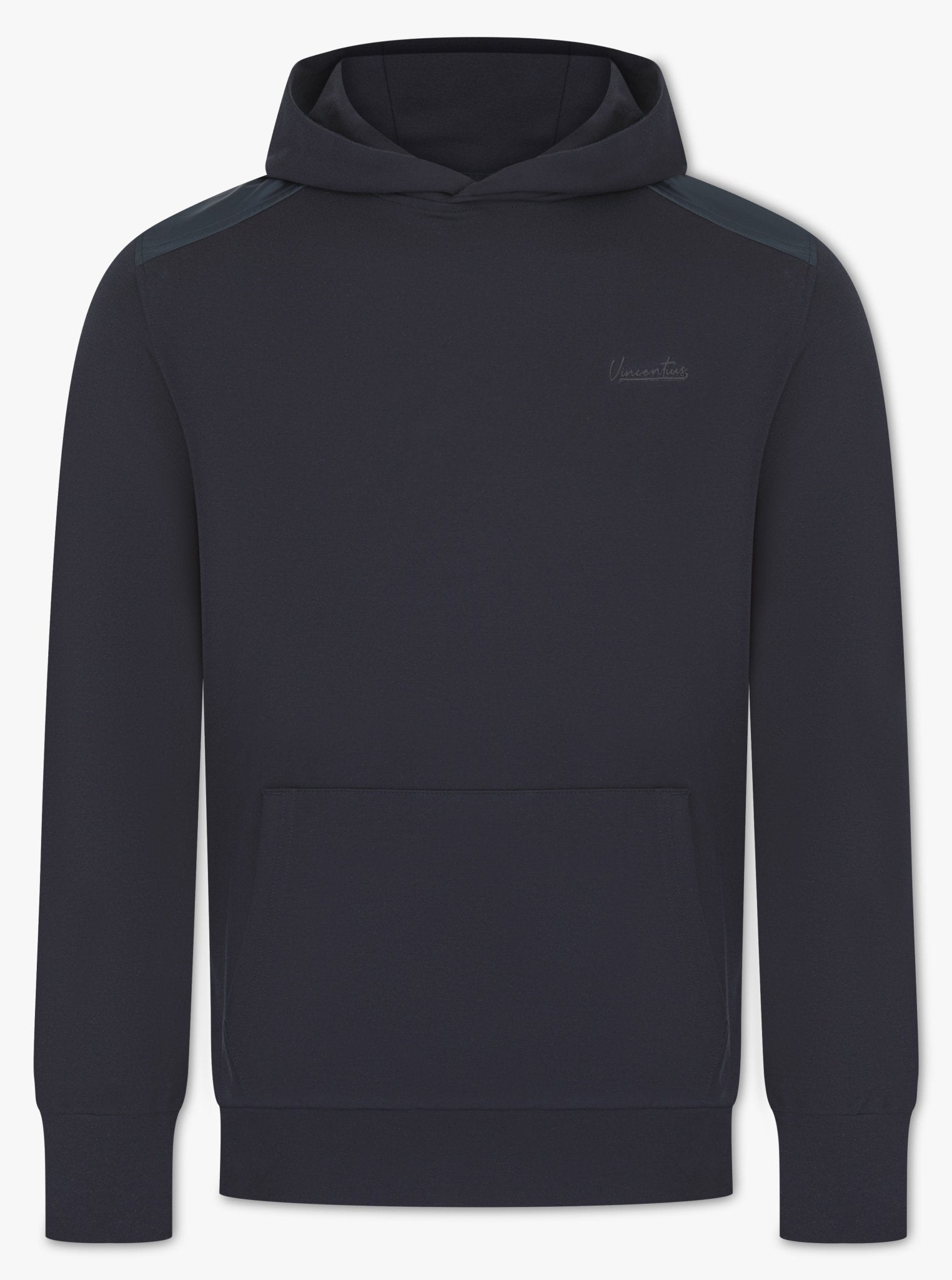 Luxury Nylon Panel Logo Hoodie - Navy - Vincentius