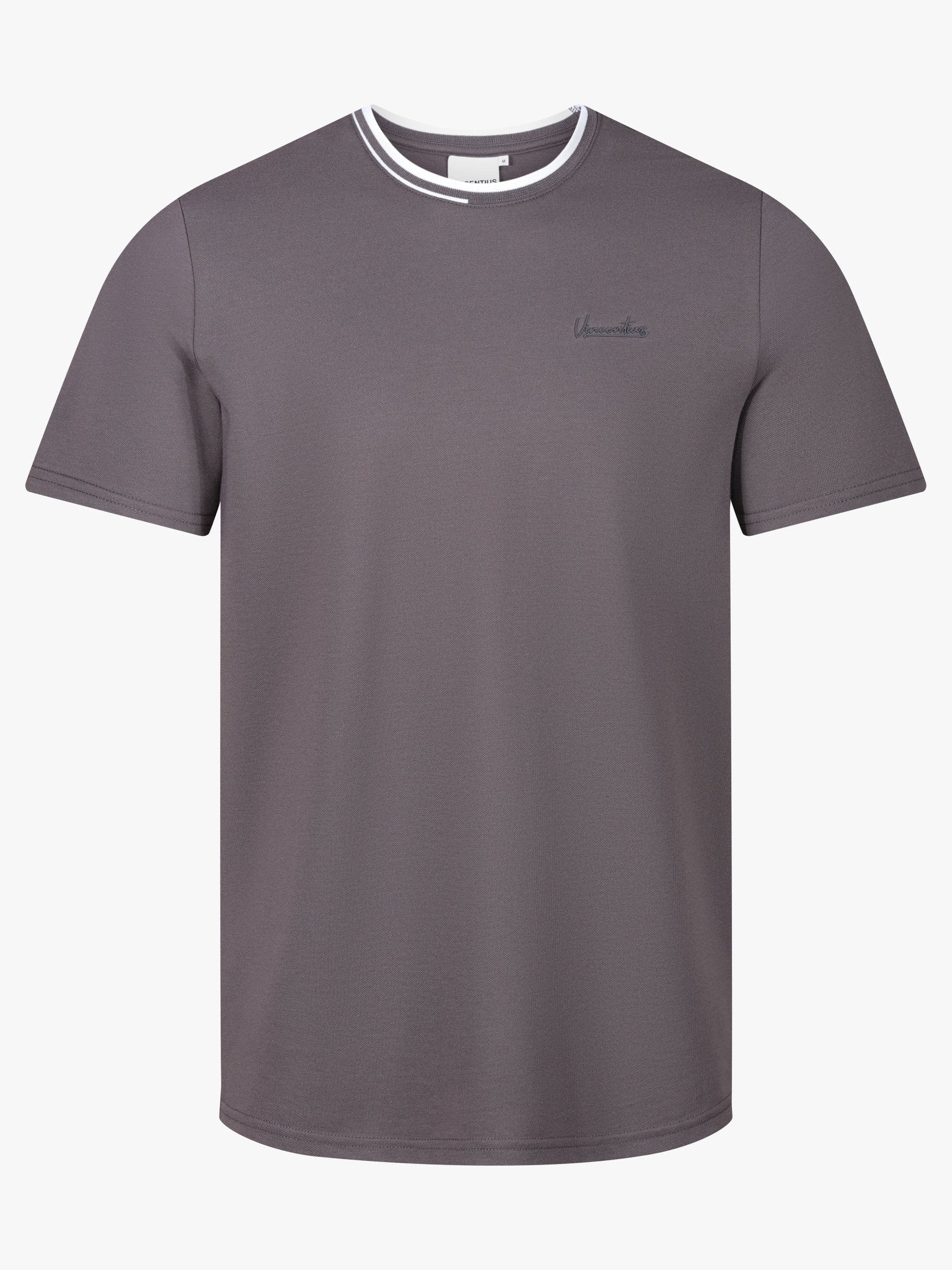 Luxury Pique Logo T-Shirt - Charcoal - Vincentius